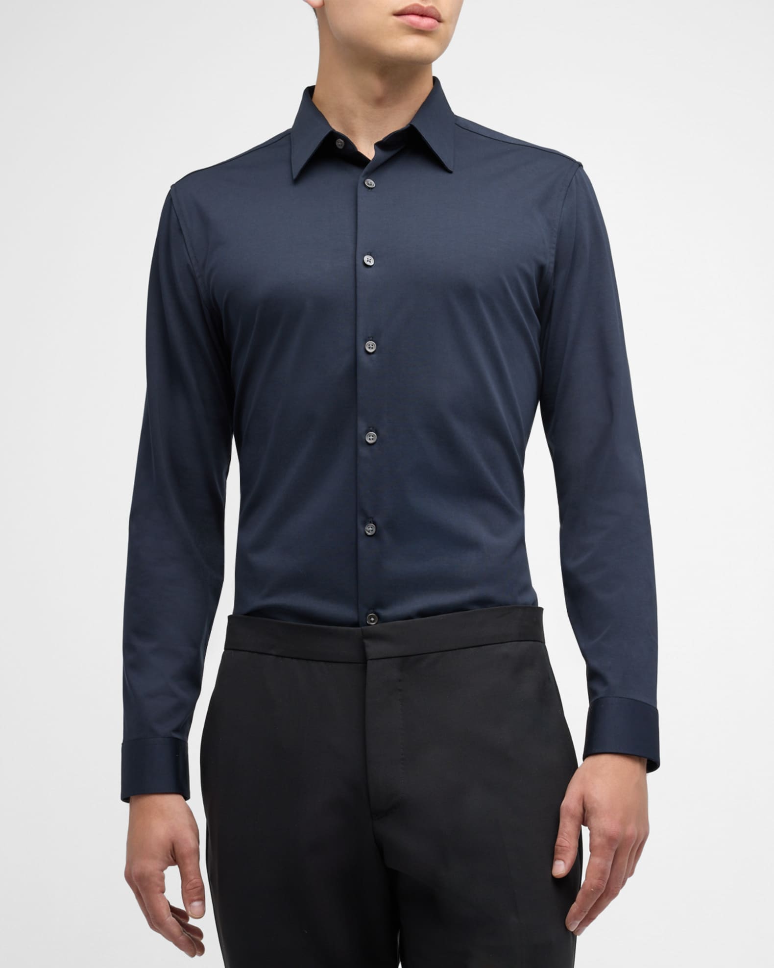 Theory Men's Sylvain Shirt in Structure Knit | Neiman Marcus