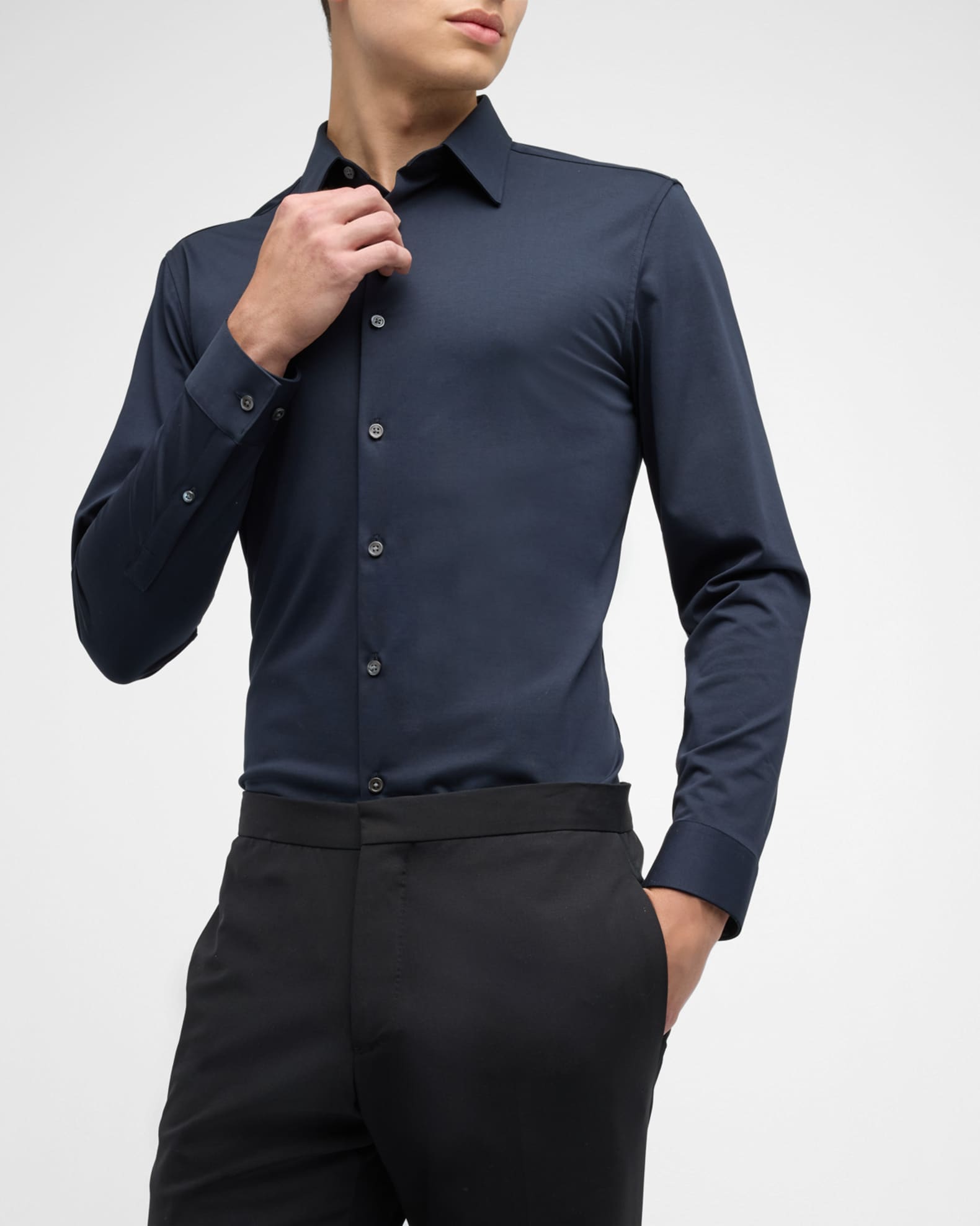 Theory Men's Sylvain Shirt in Structure Knit | Neiman Marcus