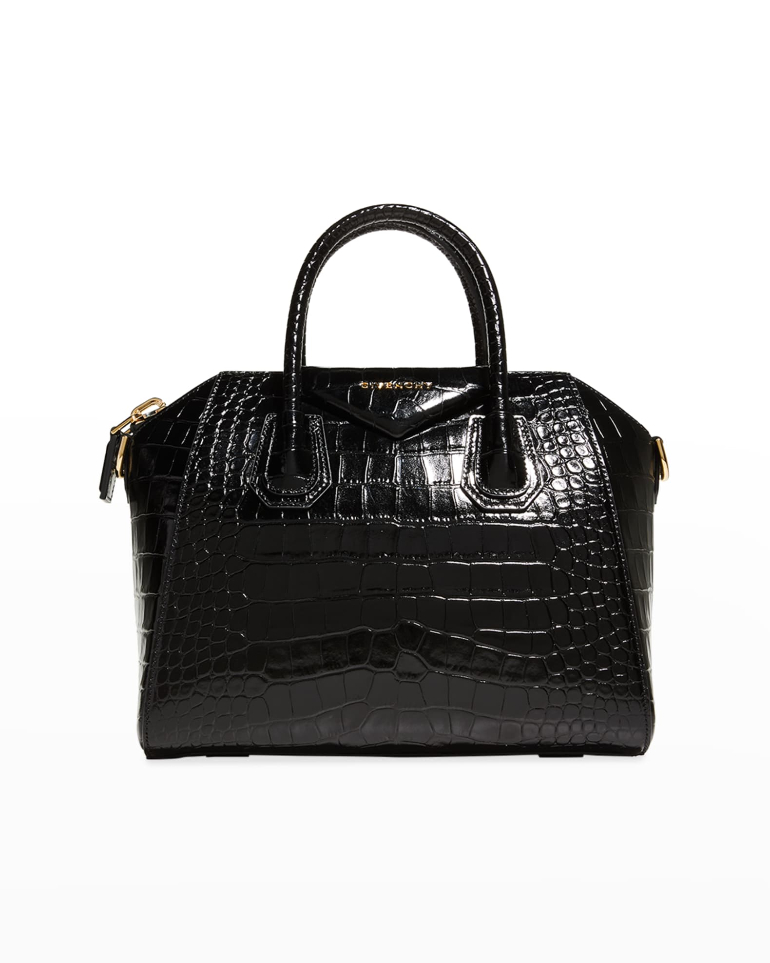 Givenchy Black Croc Embossed Leather Medium Antigona Bag - Yoogi's