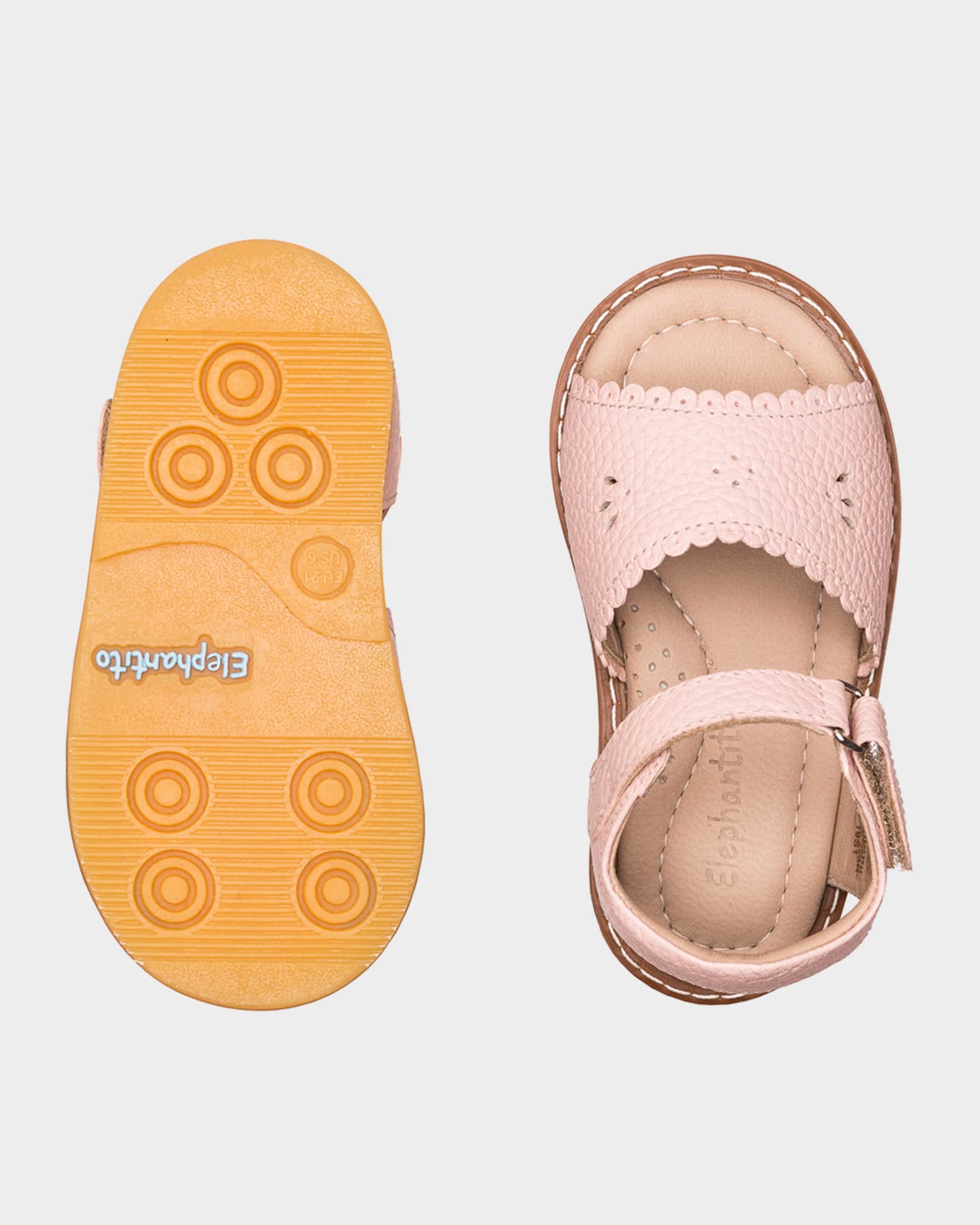 Girl's Scalloped Leather Sandals, Toddler 1