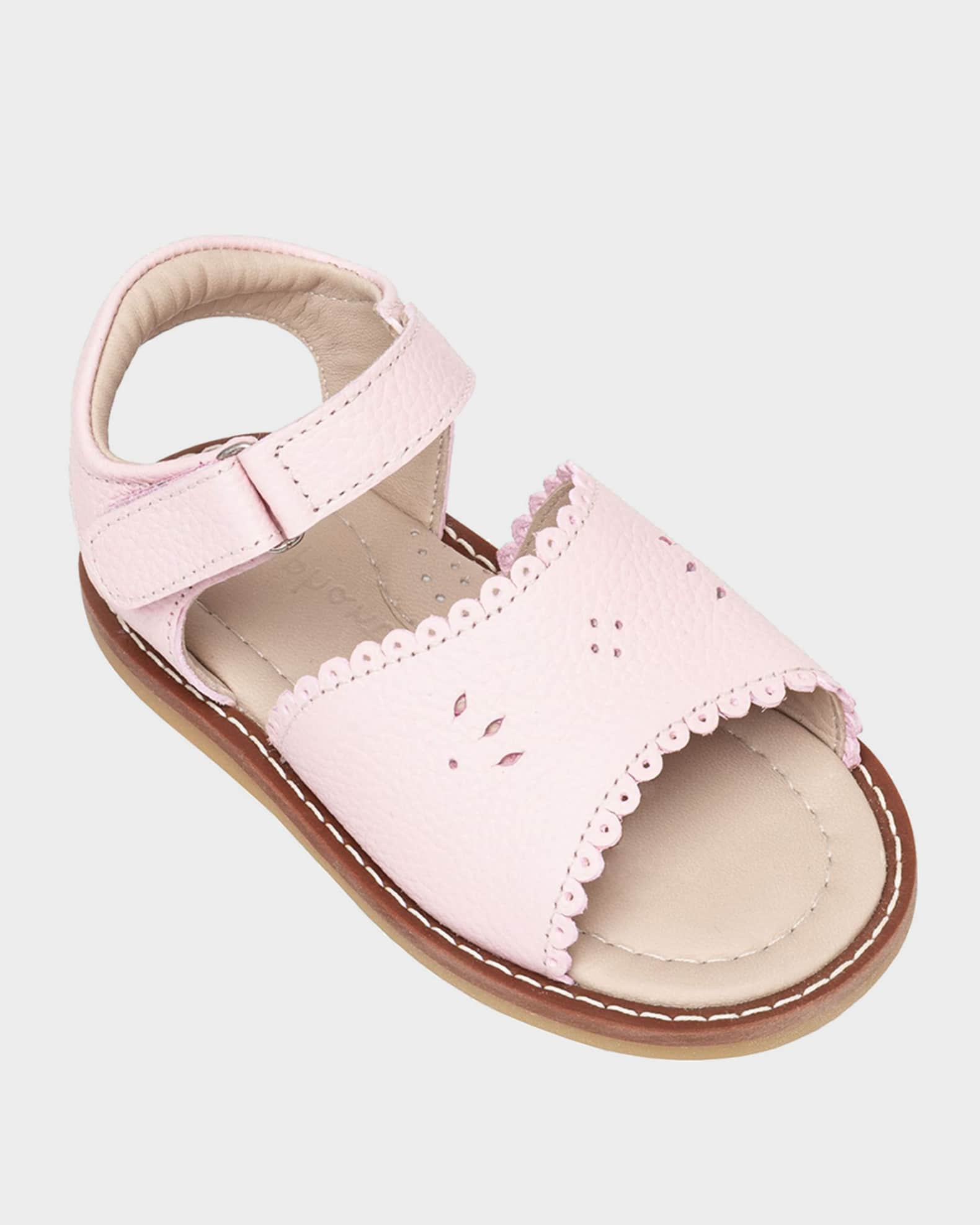Girl's Scalloped Leather Sandals, Toddler 0