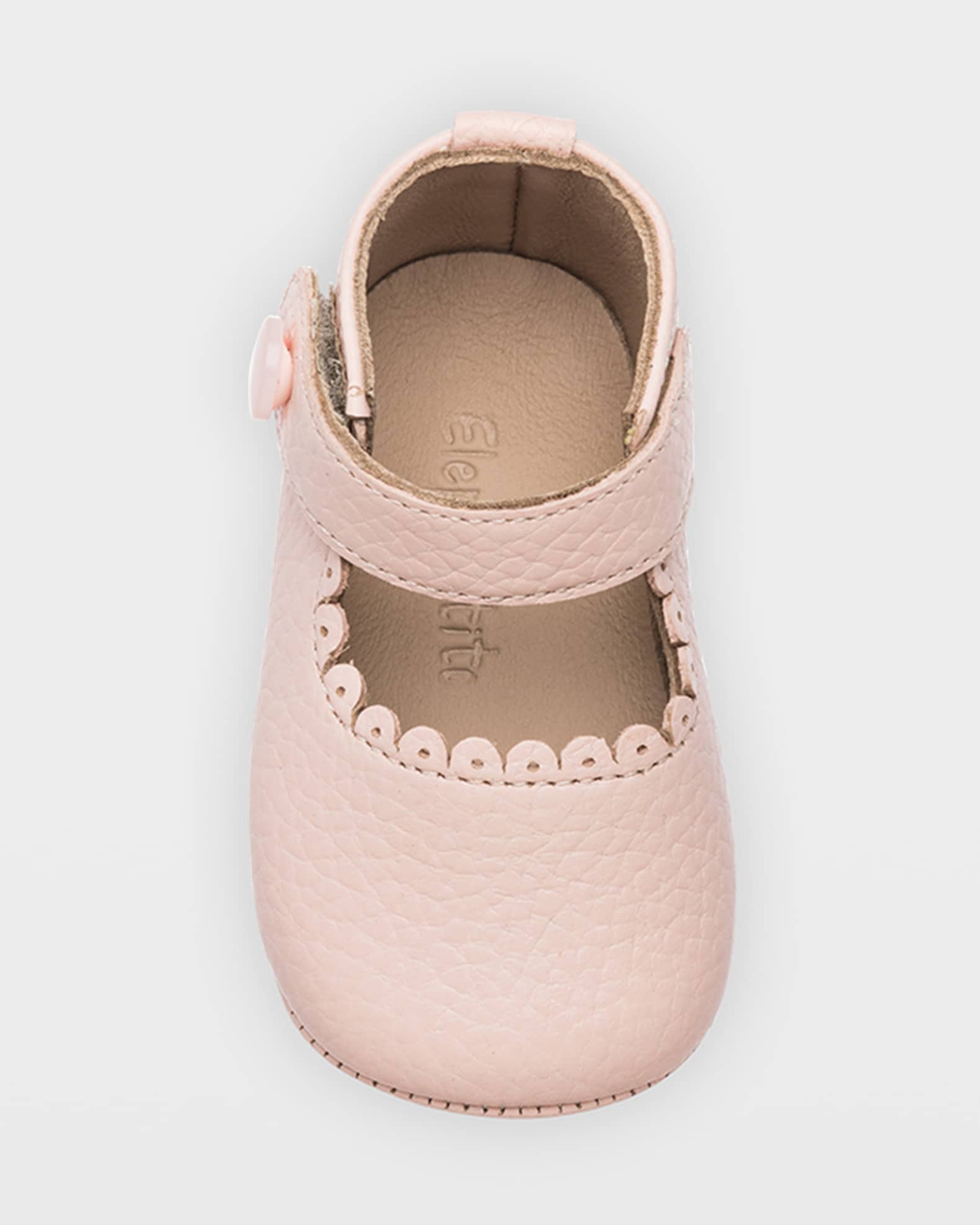 White Mia Scalloped Leather Mary Jane (Baby) main image 0
