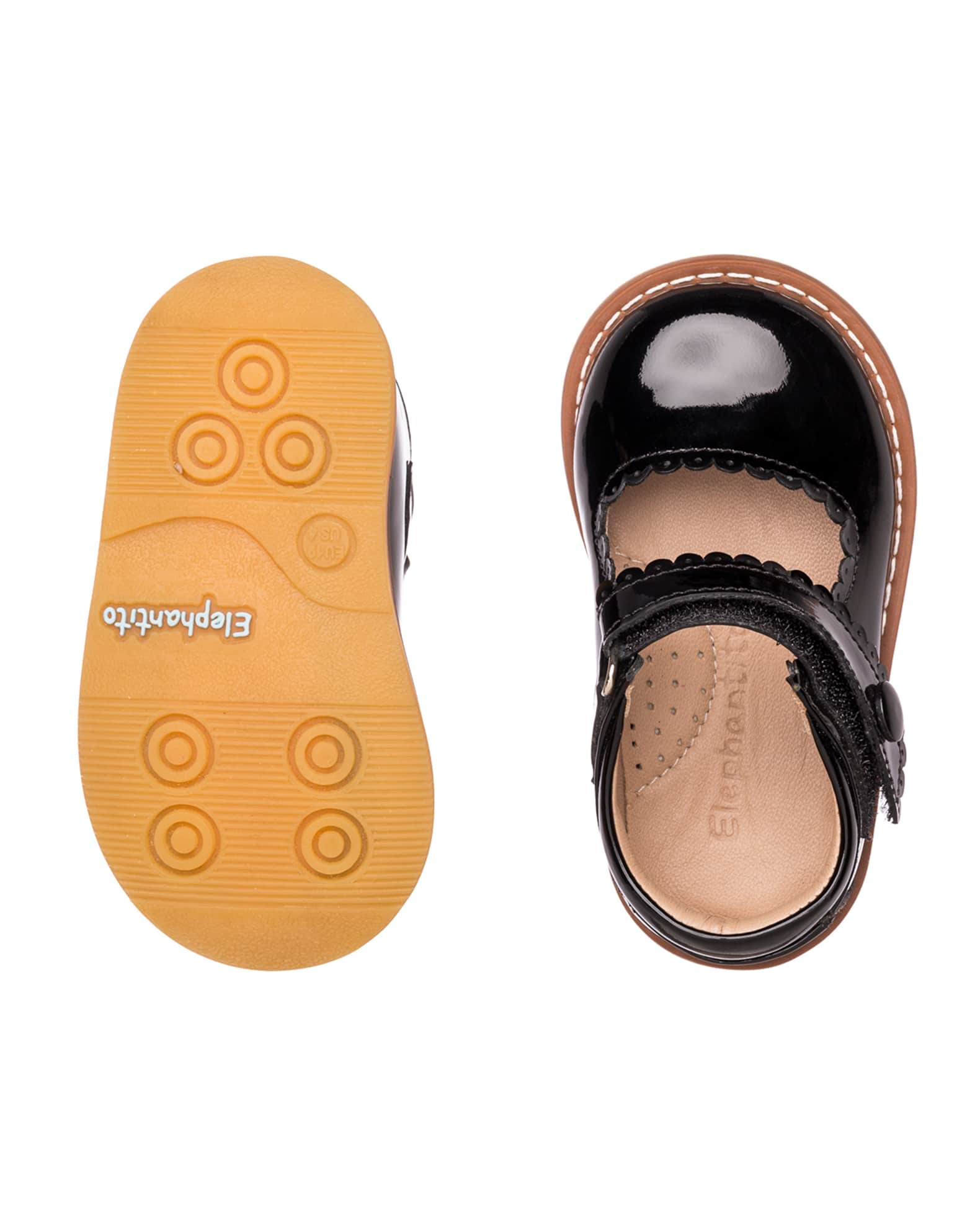 Girl's Scalloped Leather Mary Janes, Toddler 1