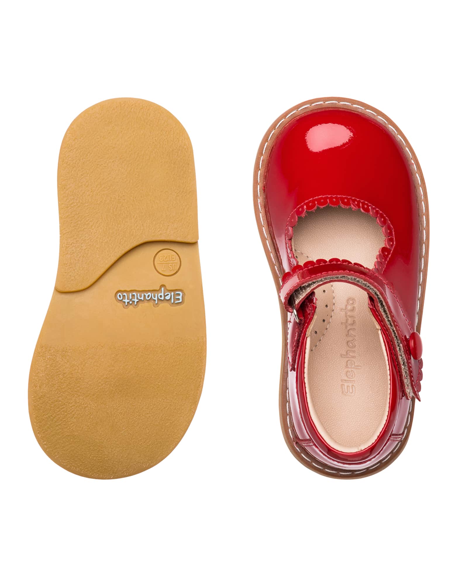Girl's Scalloped Leather Mary Janes, Toddler 1