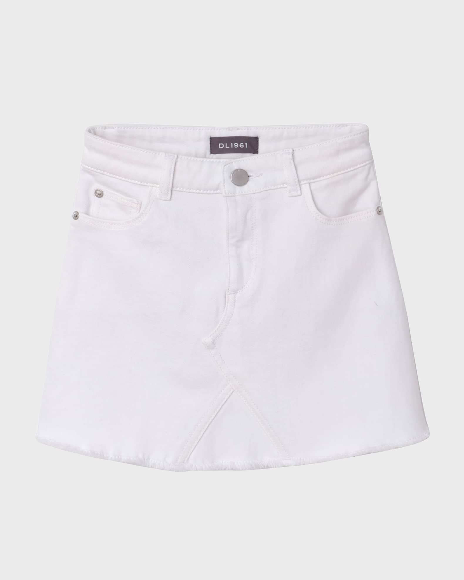 DL1961 Jenny Raw-Edge Mini Skirt, Size 7-18