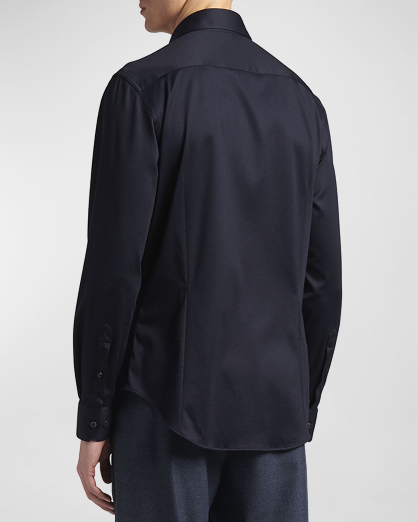 Giorgio Armani Men's Stretch Jersey Sport Shirt, Navy | Neiman Marcus
