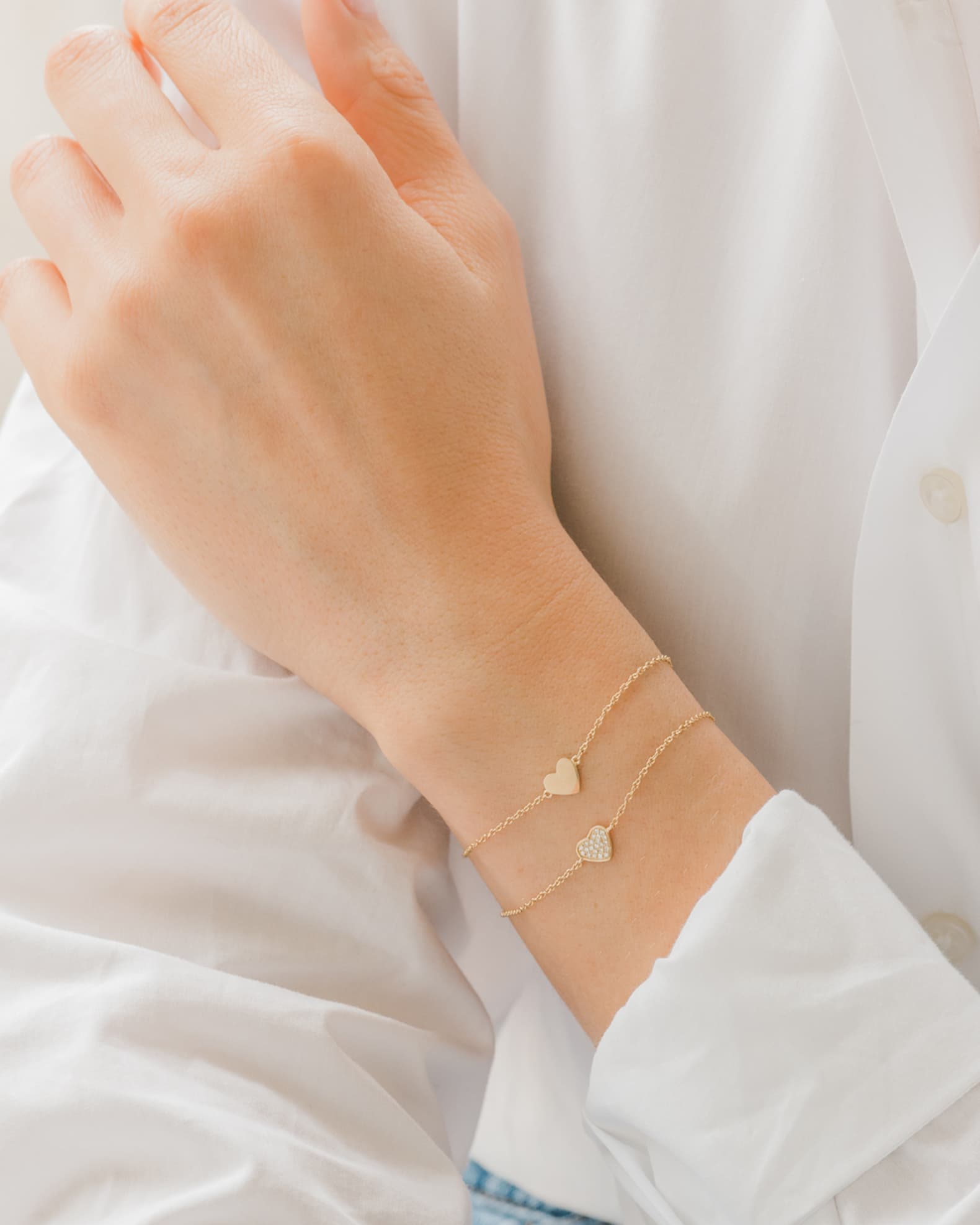 Zoe Lev Jewelry 14K Gold Heart Bracelet Neiman Marcus