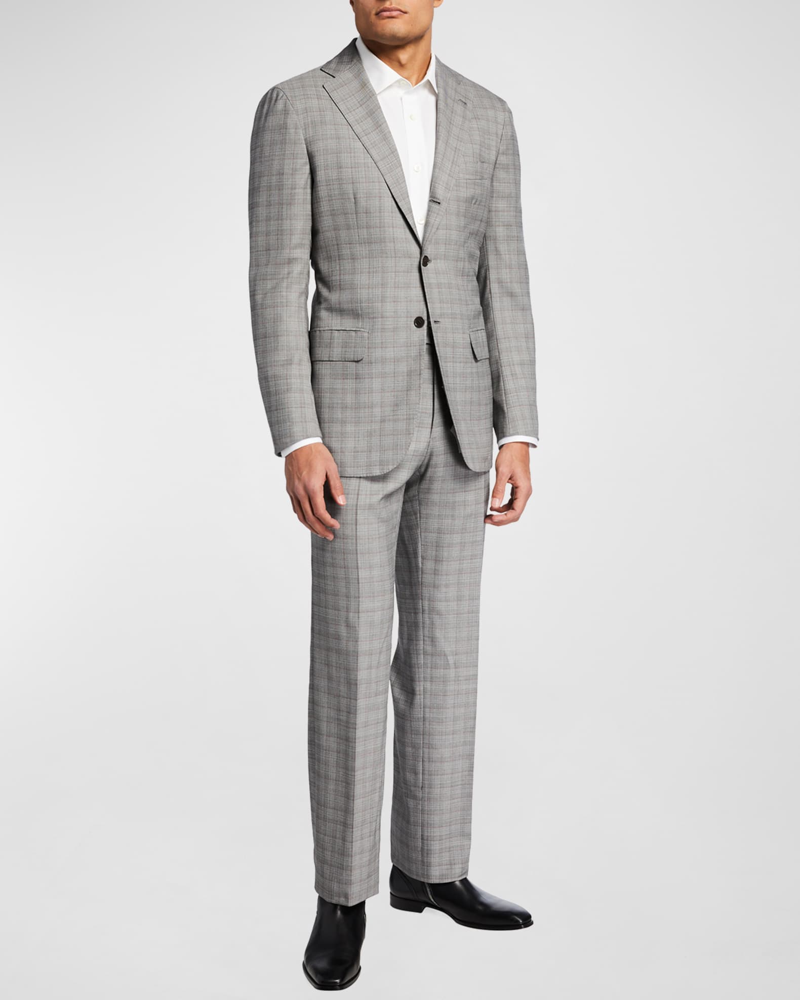 Kiton Men's Plaid Wool Two-Piece Suit | Neiman Marcus