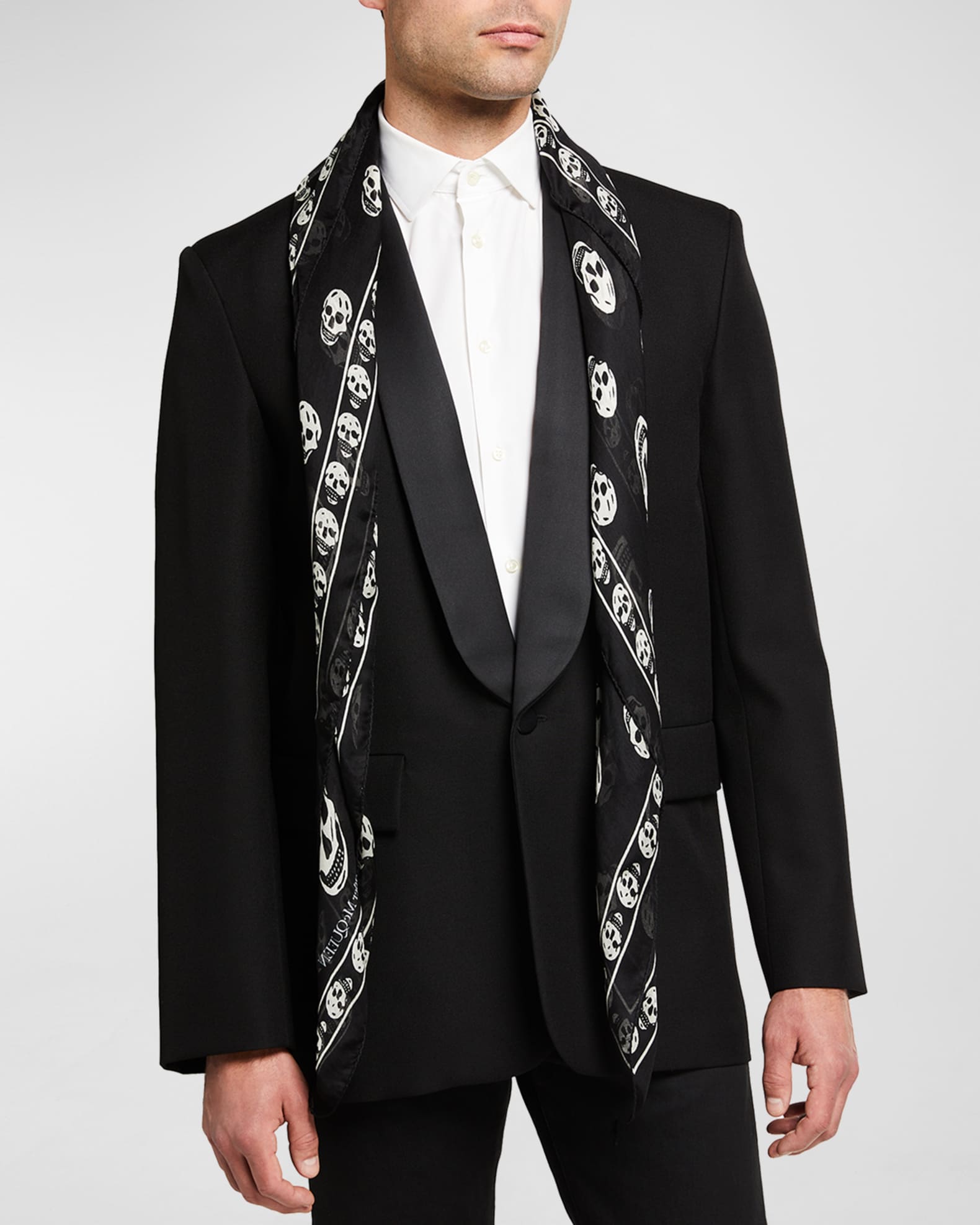 Alexander McQueen Men's SkullPrint Silk Scarf Neiman Marcus
