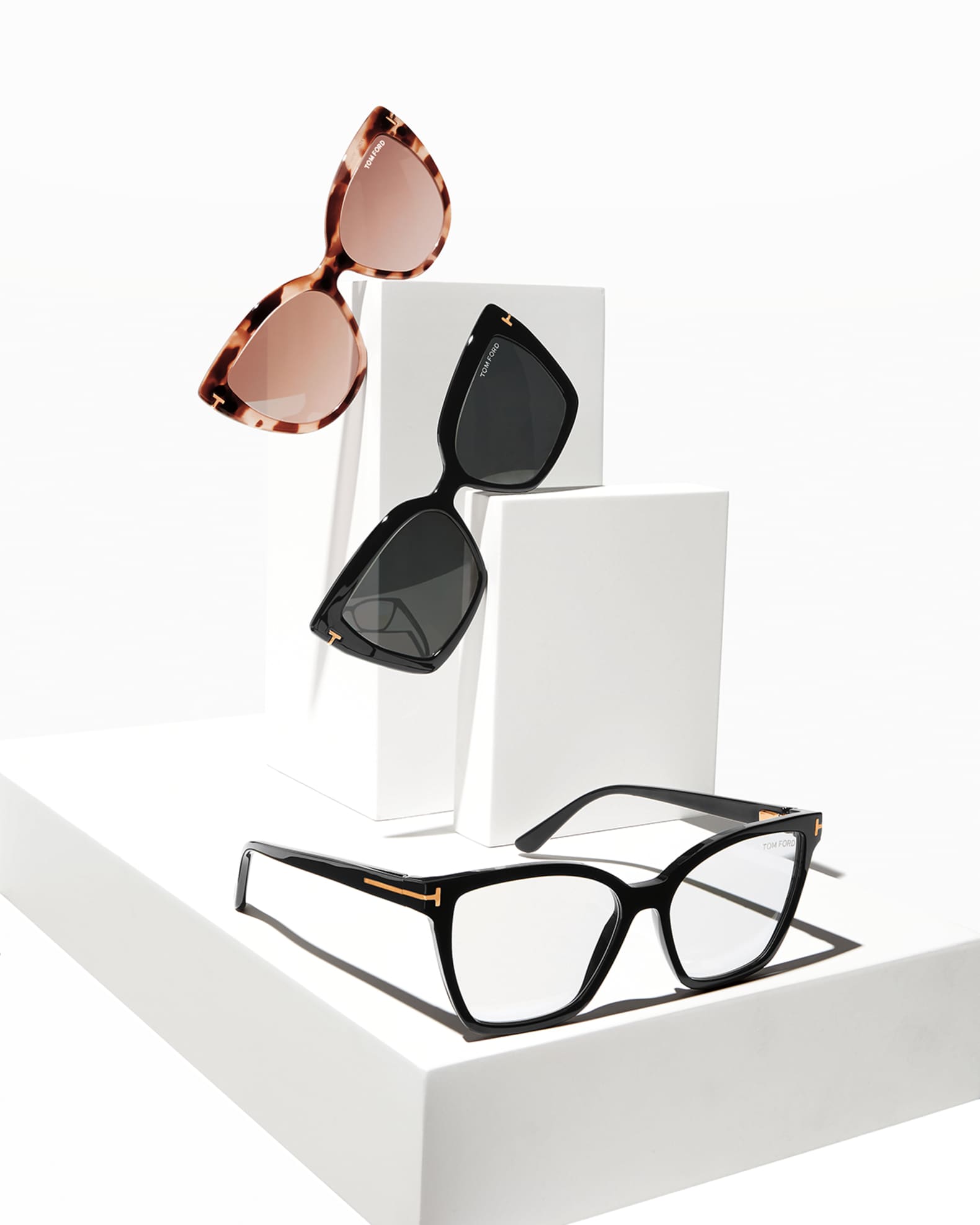 TOM FORD Square Blue-Block Optical Frames w/ Two Magnetic