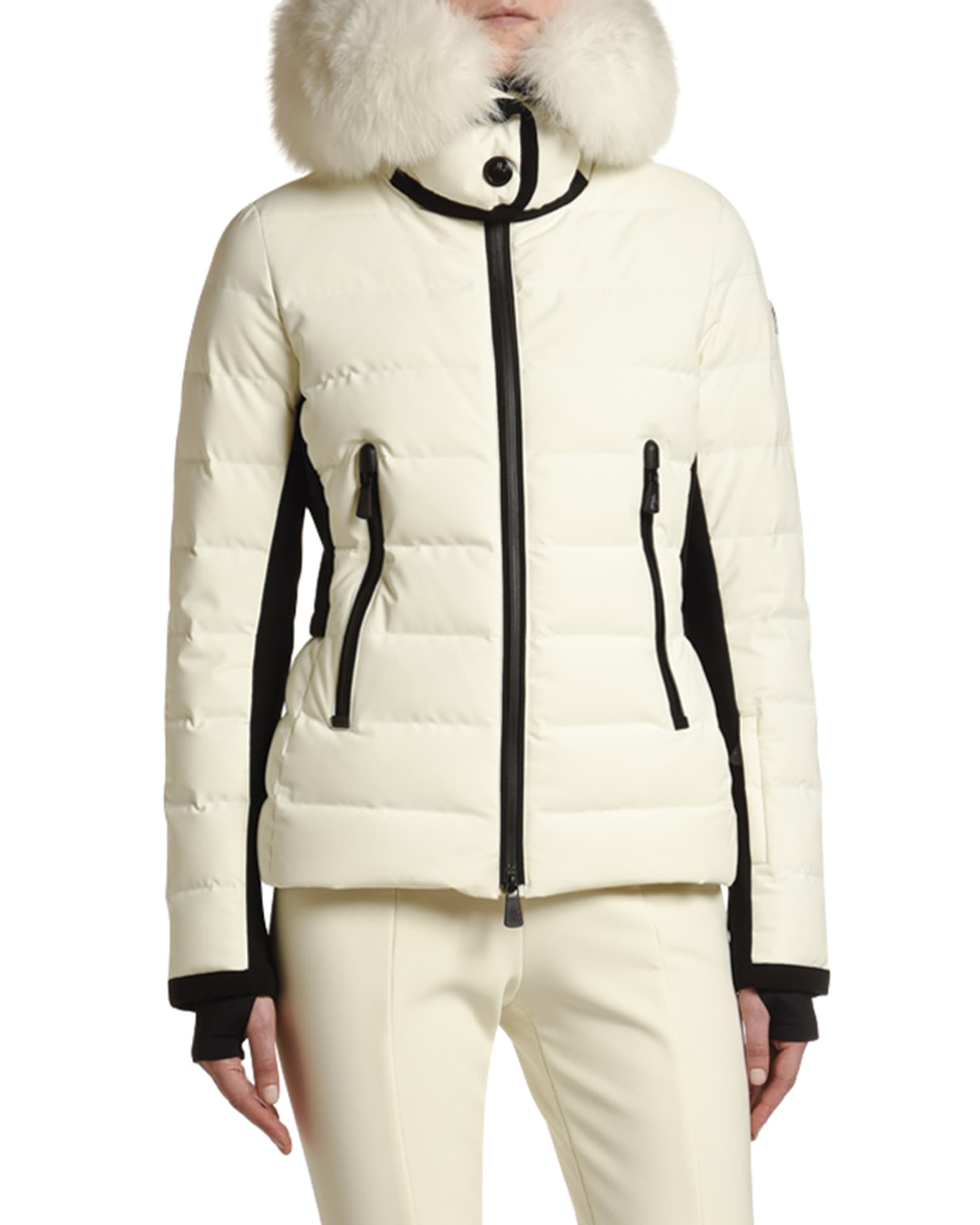 Moncler Grenoble Fitted Down Fur Trim Lamoura Jacket | Neiman Marcus