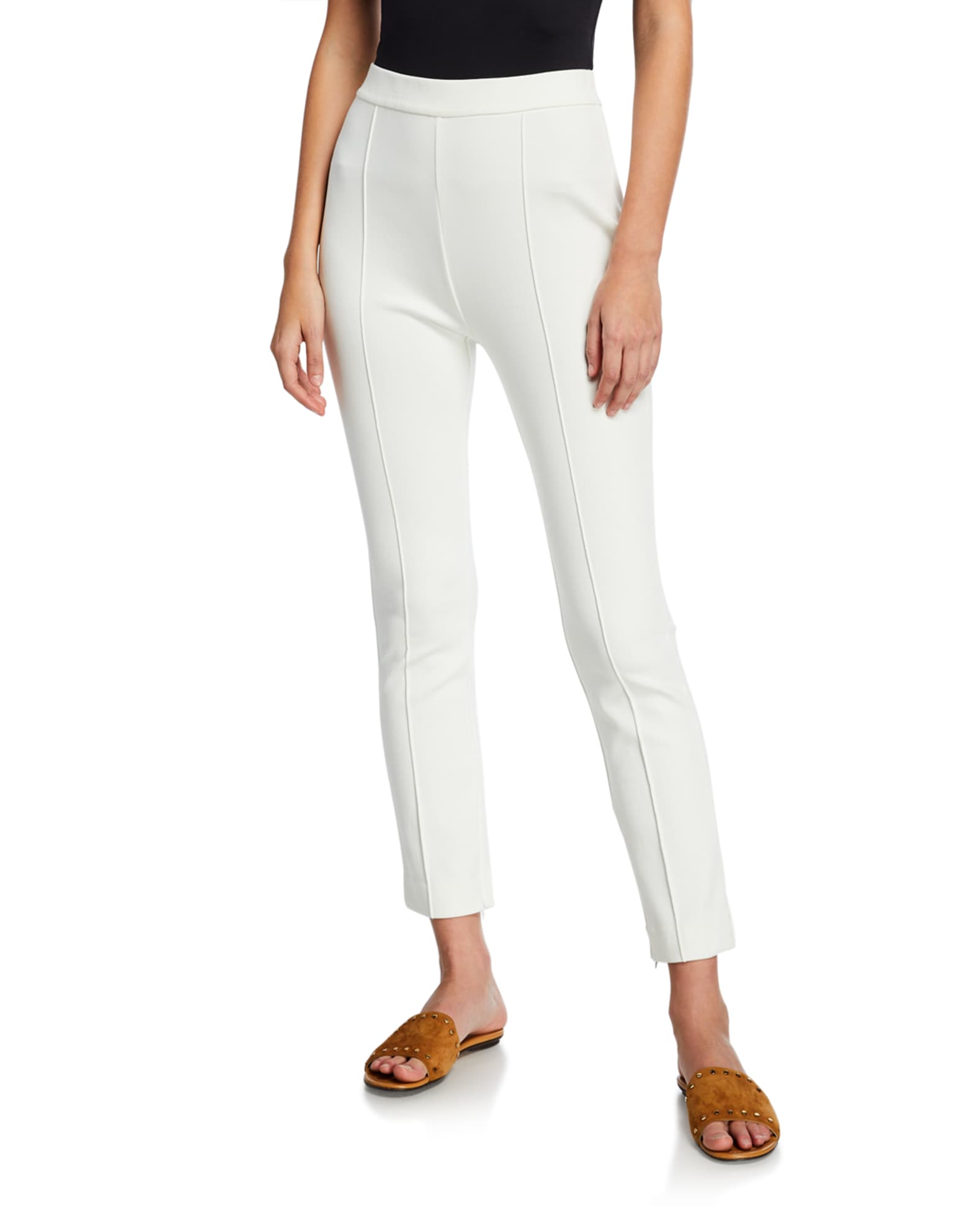 Joan Vass Petite Ankle Pants with Front Seam Detail | Neiman Marcus