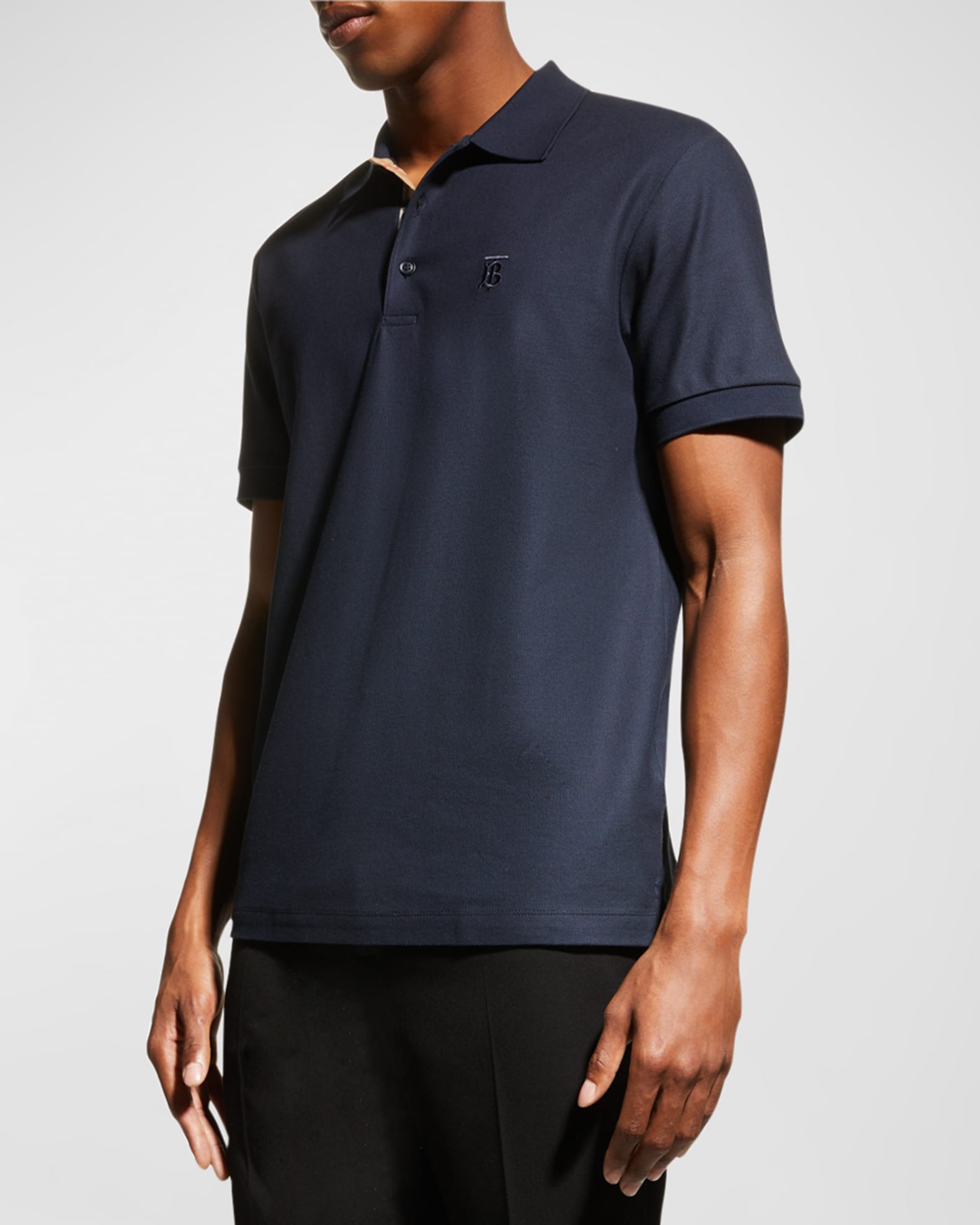 Burberry Men's Eddie Pique Polo Shirt, Navy | Neiman Marcus