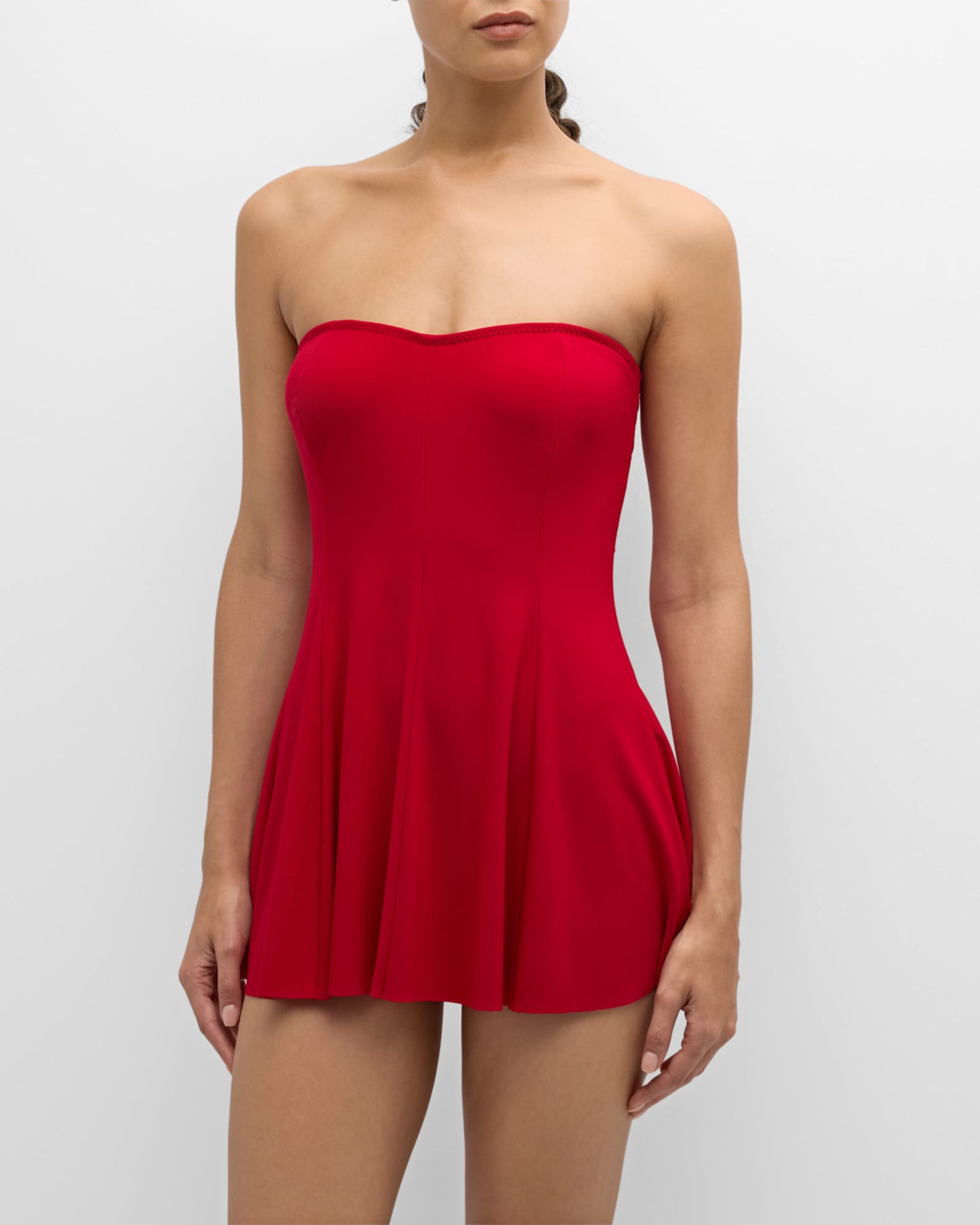 Norma Kamali Strapless Flared Swimdress | Neiman Marcus