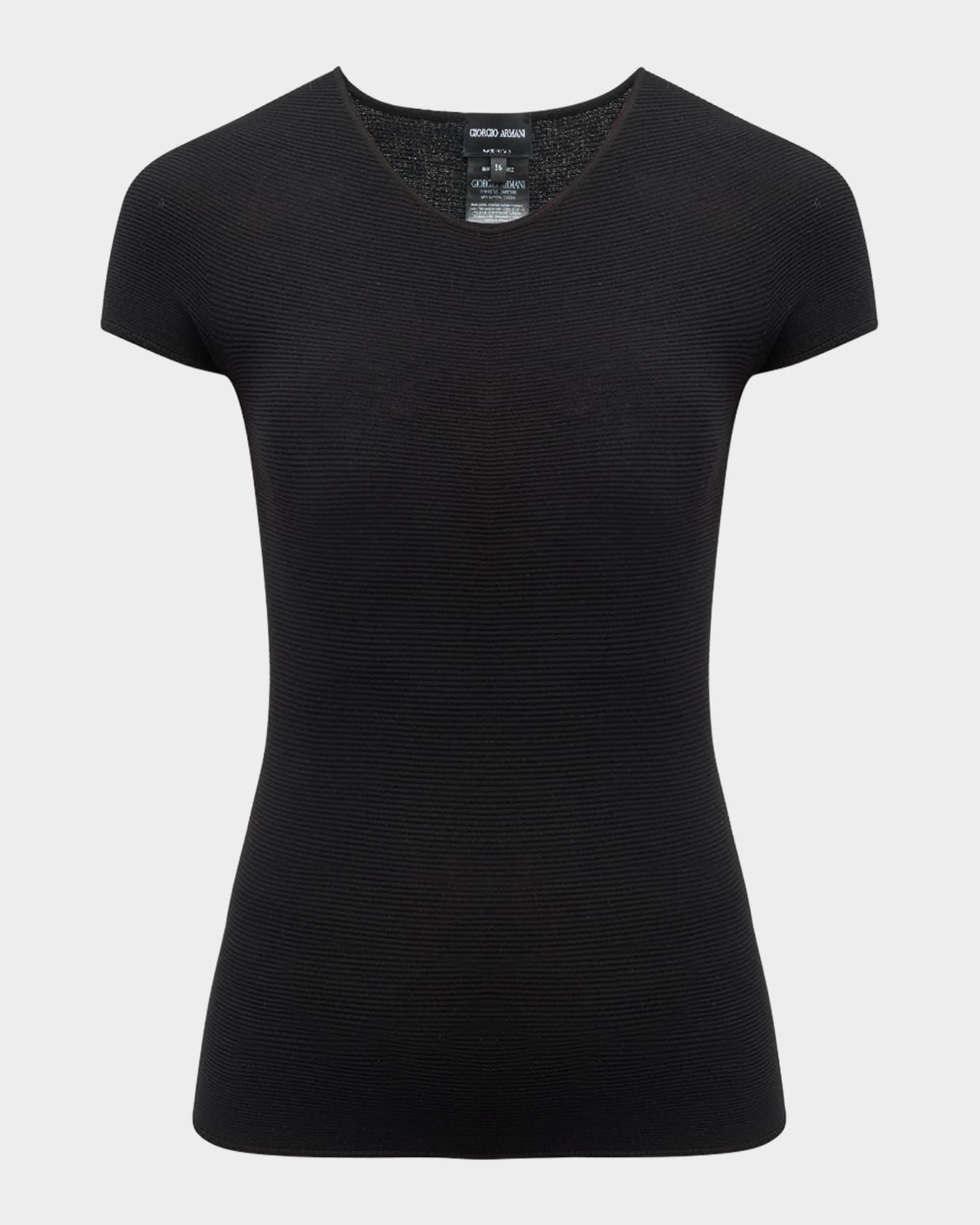 Scoop-Neck Short-Sleeve Tee, Black 0
