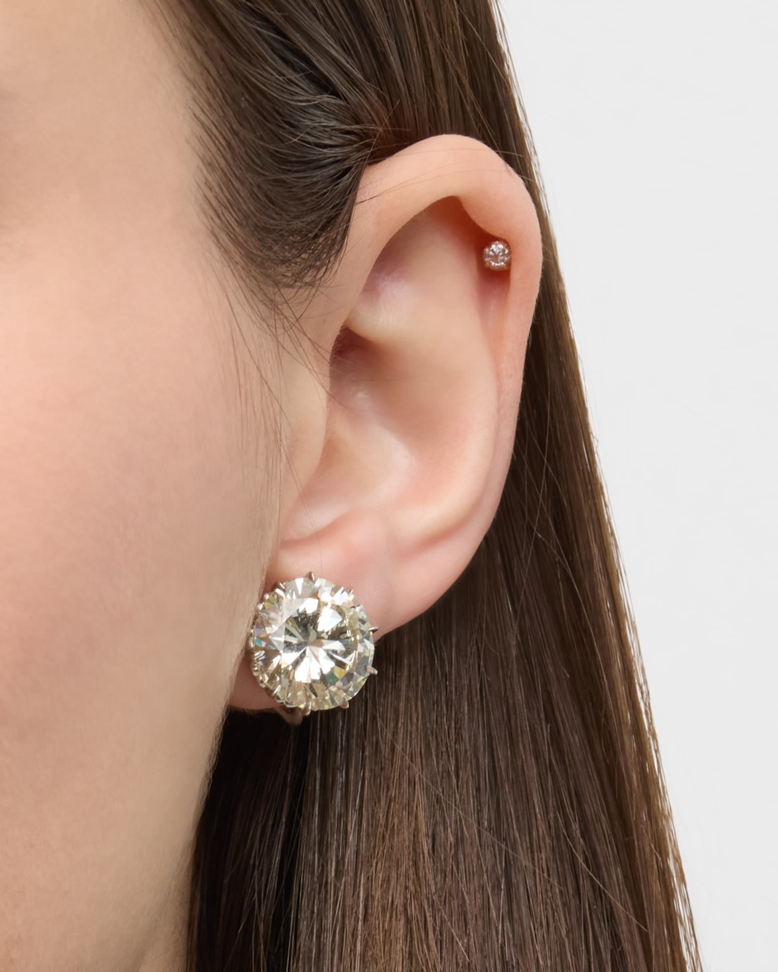 Estate Platinum Filigree Diamond Stud Earrings with 18K White Gold Clip Backs 1