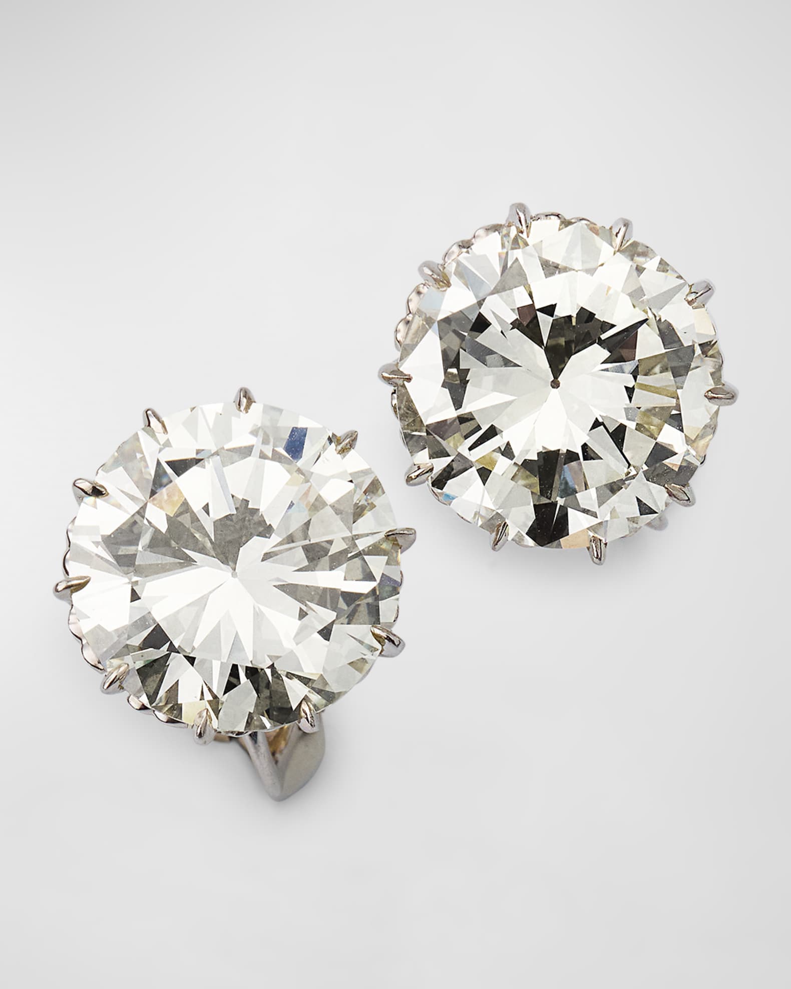 Estate Platinum Filigree Diamond Stud Earrings with 18K White Gold Clip Backs 0