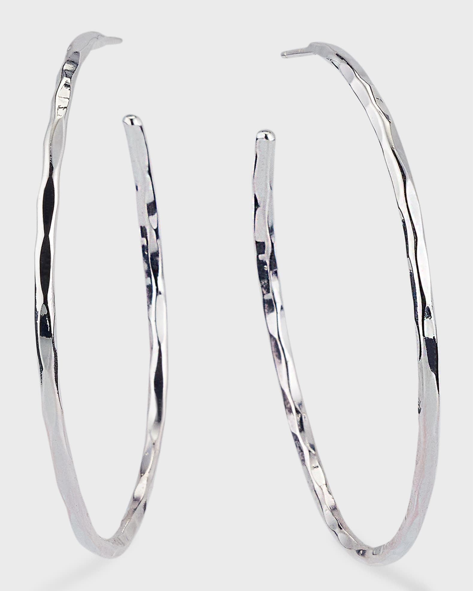 Silver Thin Hammered Earrings 0