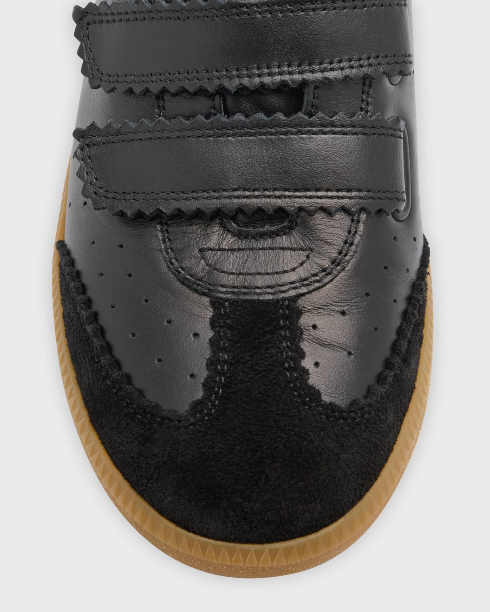 Beth Perforated Leather Grip-Strap Sneakers 1