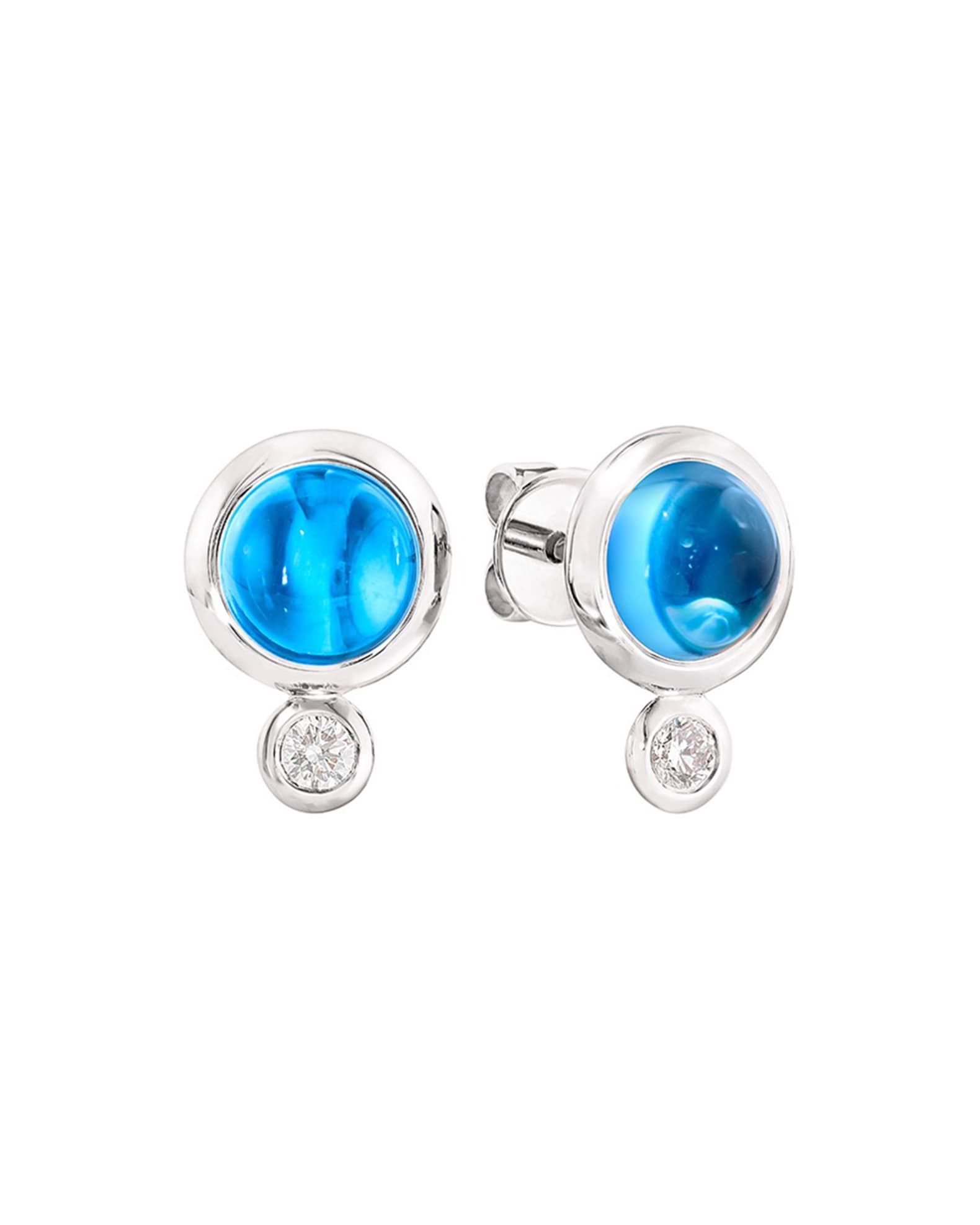 Bouton 18k White Gold Swiss Topaz/Diamond Post Earrings 1