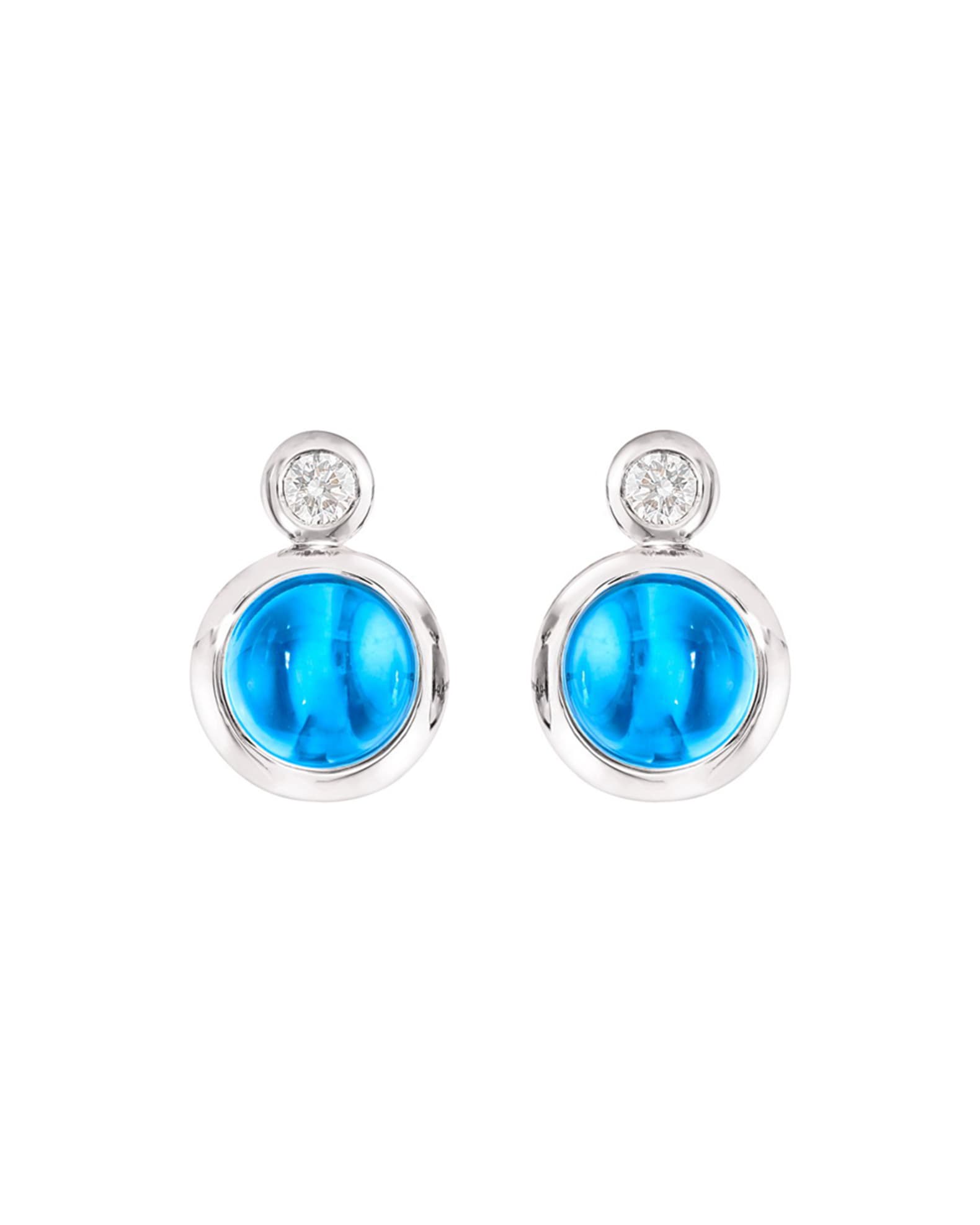 Bouton 18k White Gold Swiss Topaz/Diamond Post Earrings 0
