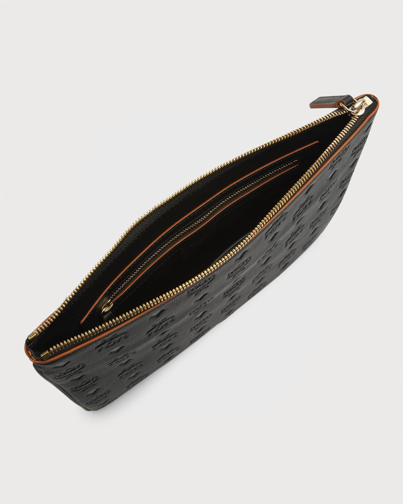MCM Klara Medium Monogrammed Leather Clutch Bag Neiman Marcus