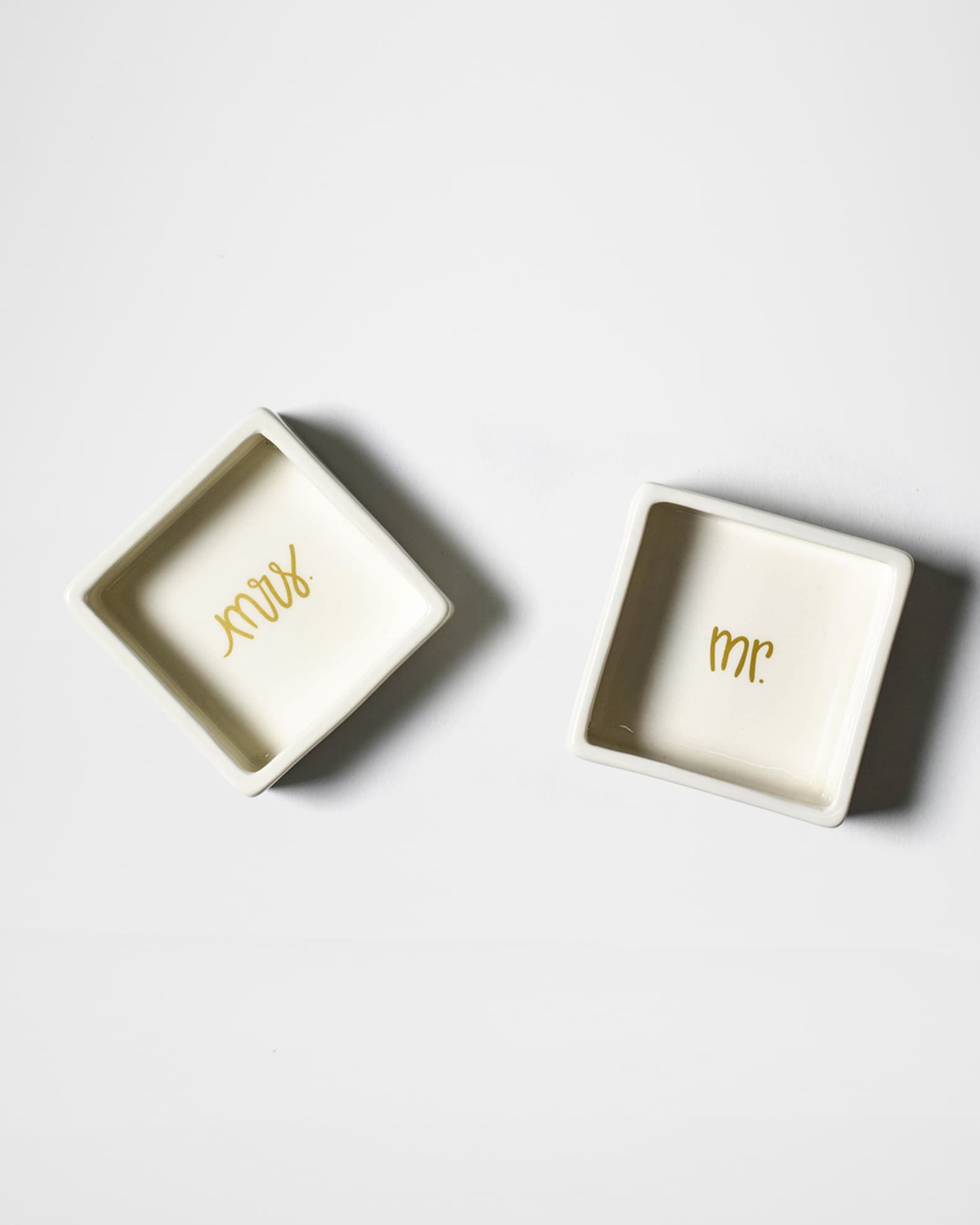 Mr. & Mrs. Square Trinket Bowls, Set of 2 1