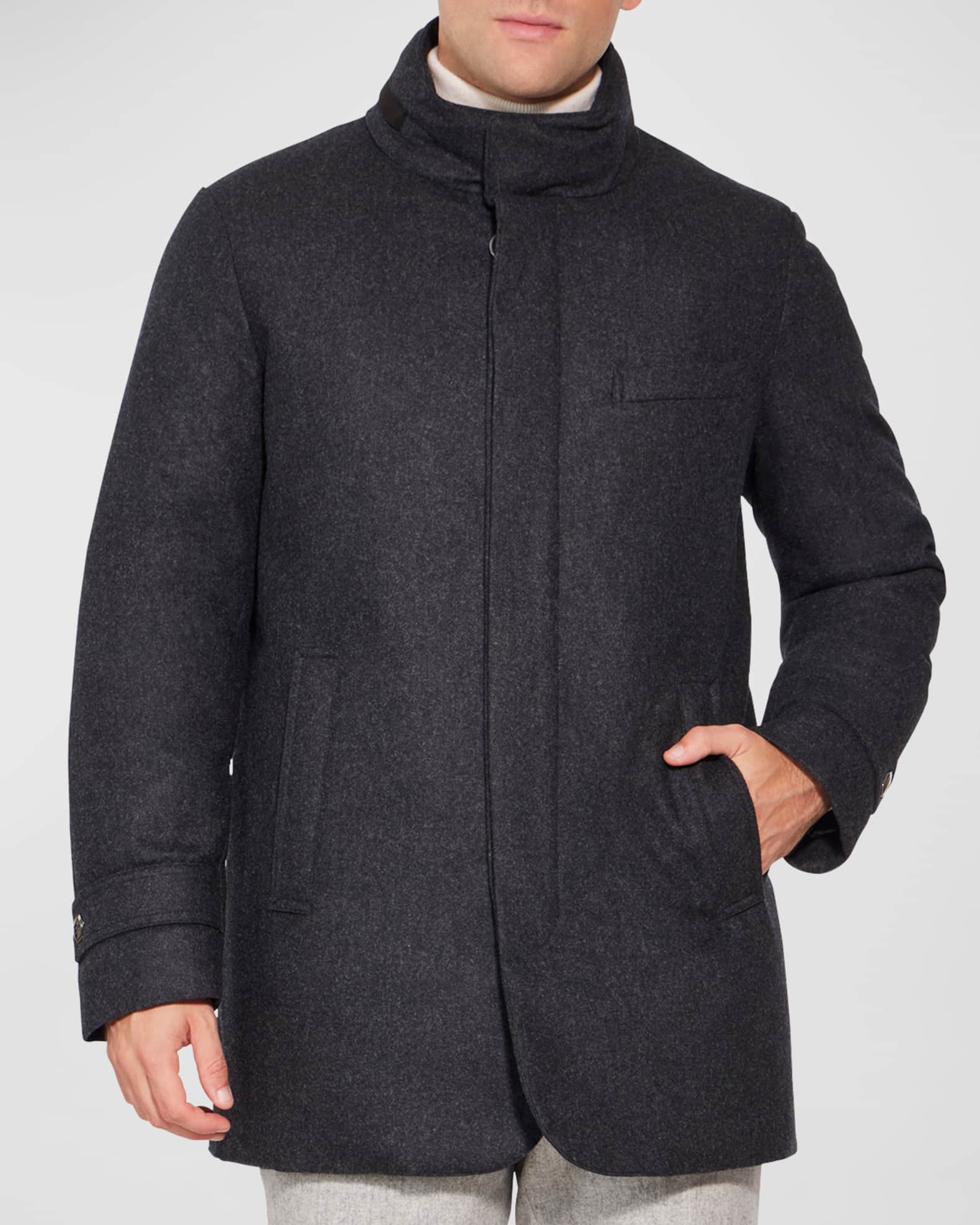 Norwegian Wool Men s Slim Hooded Car Coat Neiman Marcus