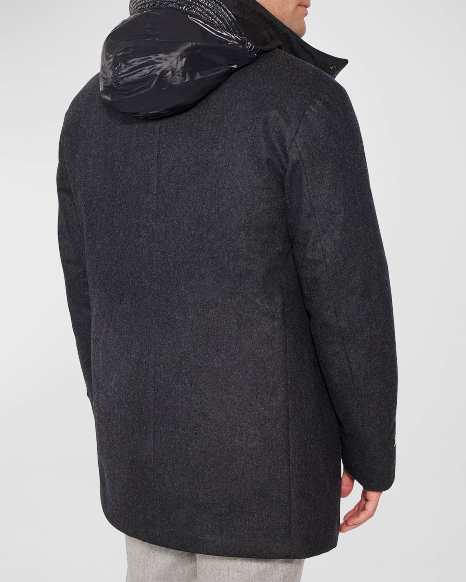 Norwegian Wool Men's Slim Hooded Car Coat Neiman Marcus