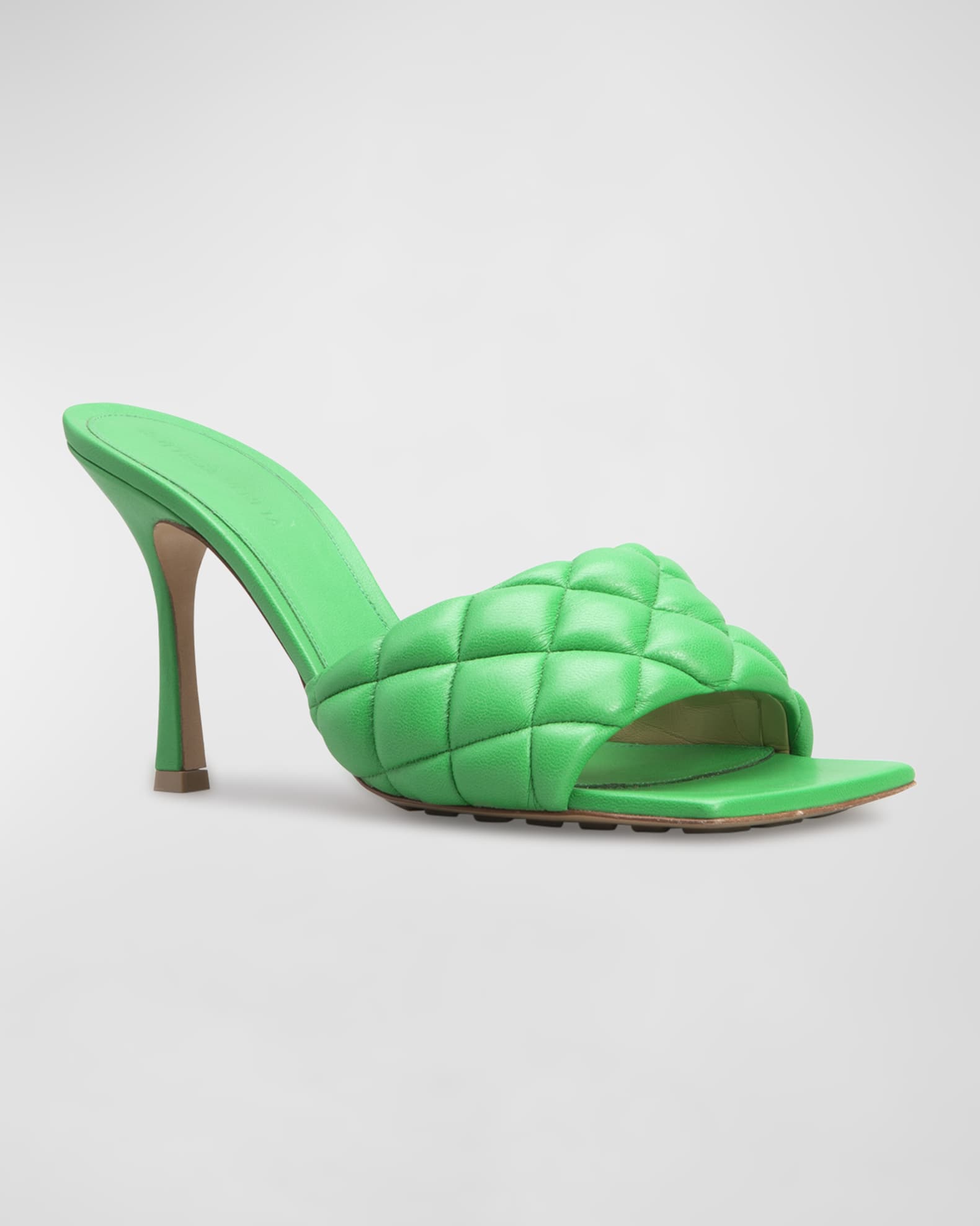 Bright green braided padded heels from Bottega Veneta
