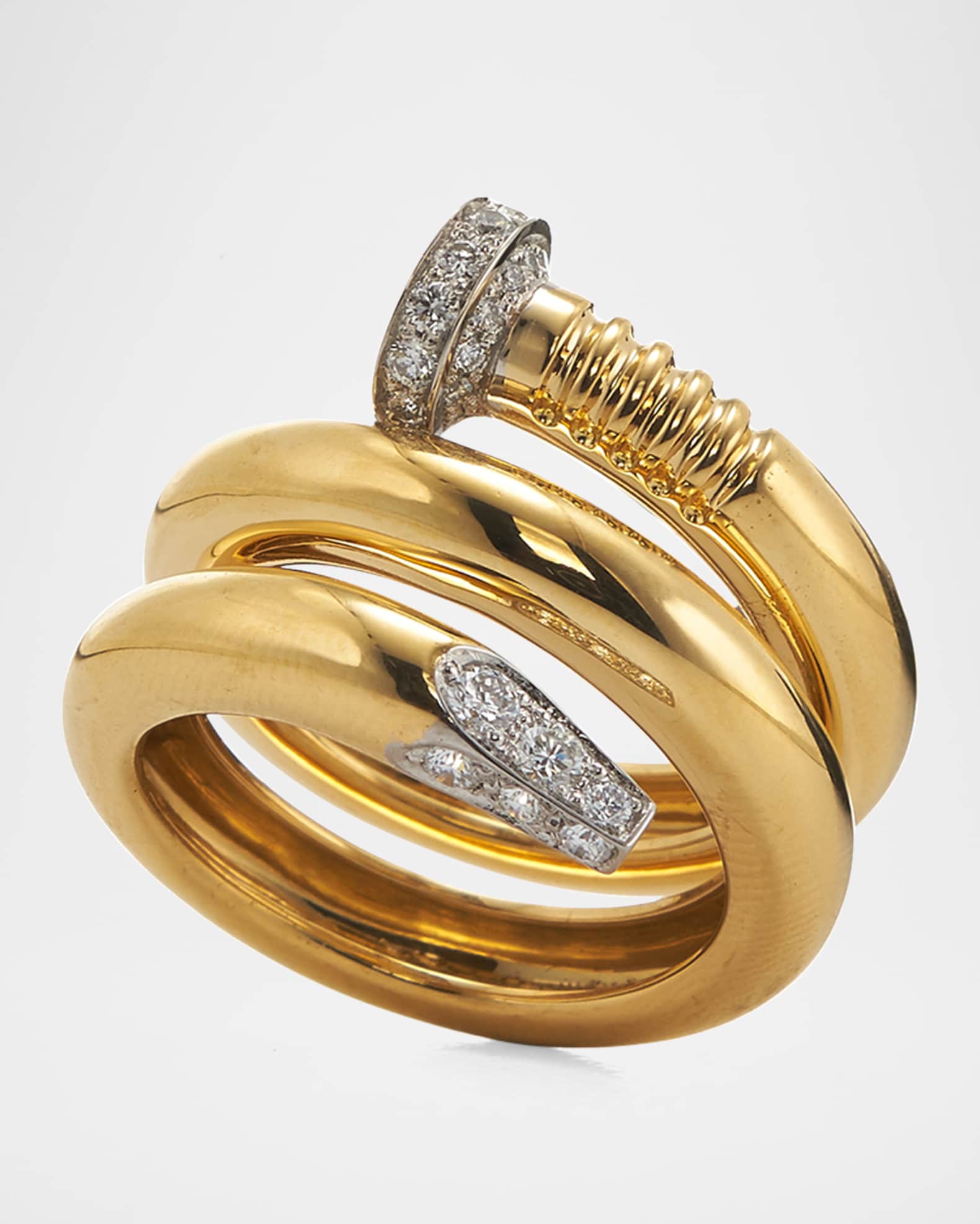 18K Diamond Polished Nail Ring 0