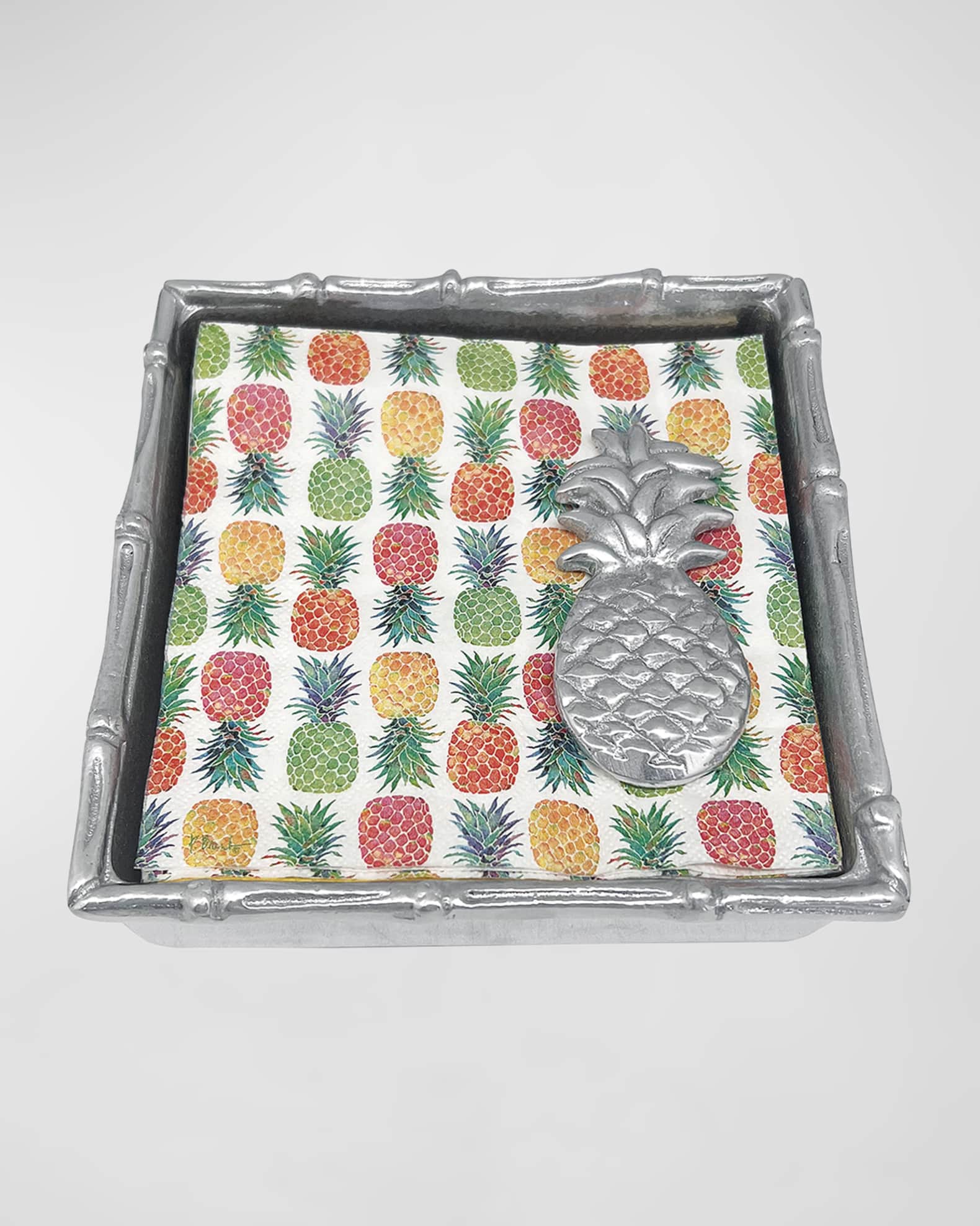 Mariposa Pineapple Bamboo Napkin Box Neiman Marcus