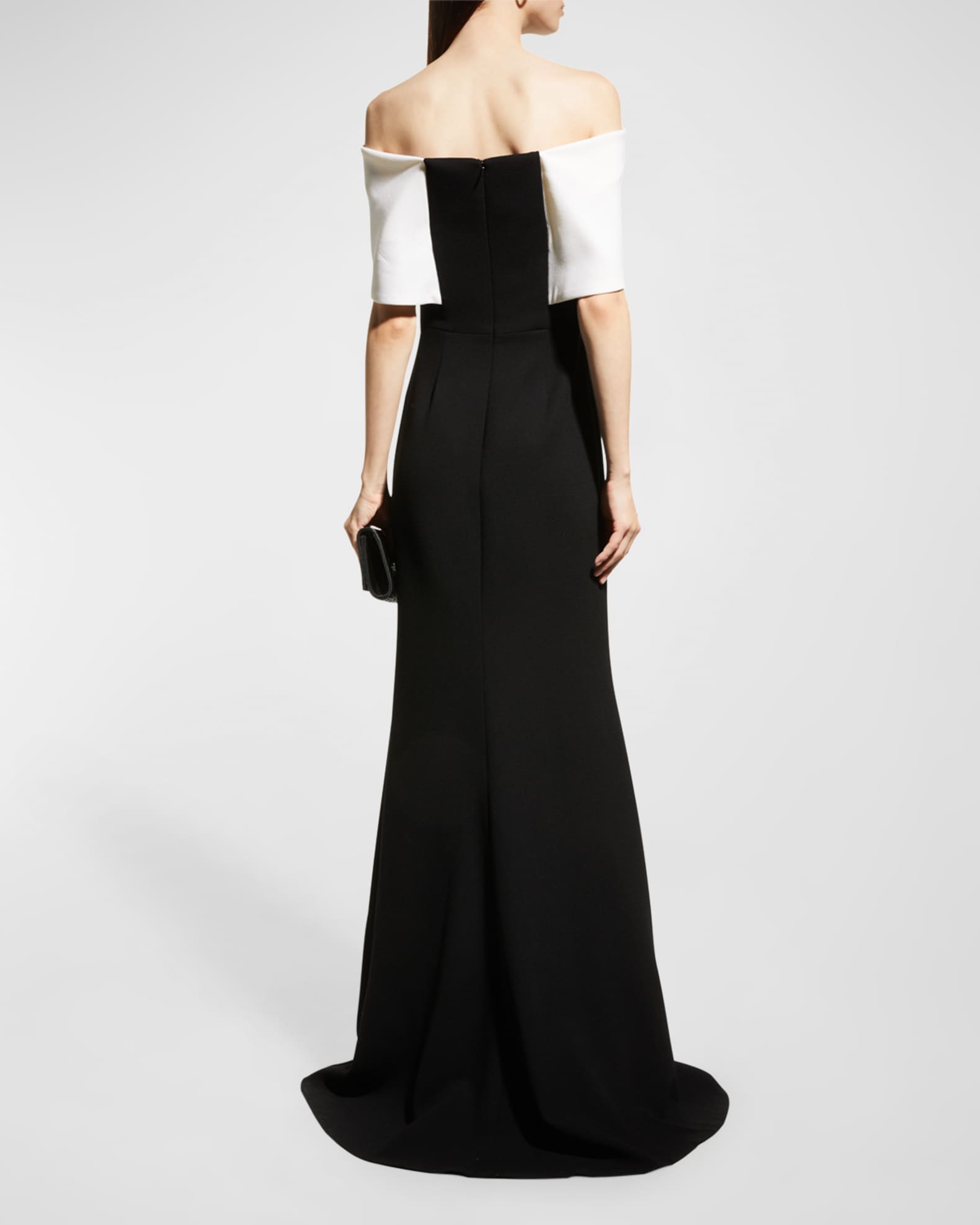 Lela Rose Off-the-Shoulder Two-Tone Gown | Neiman Marcus