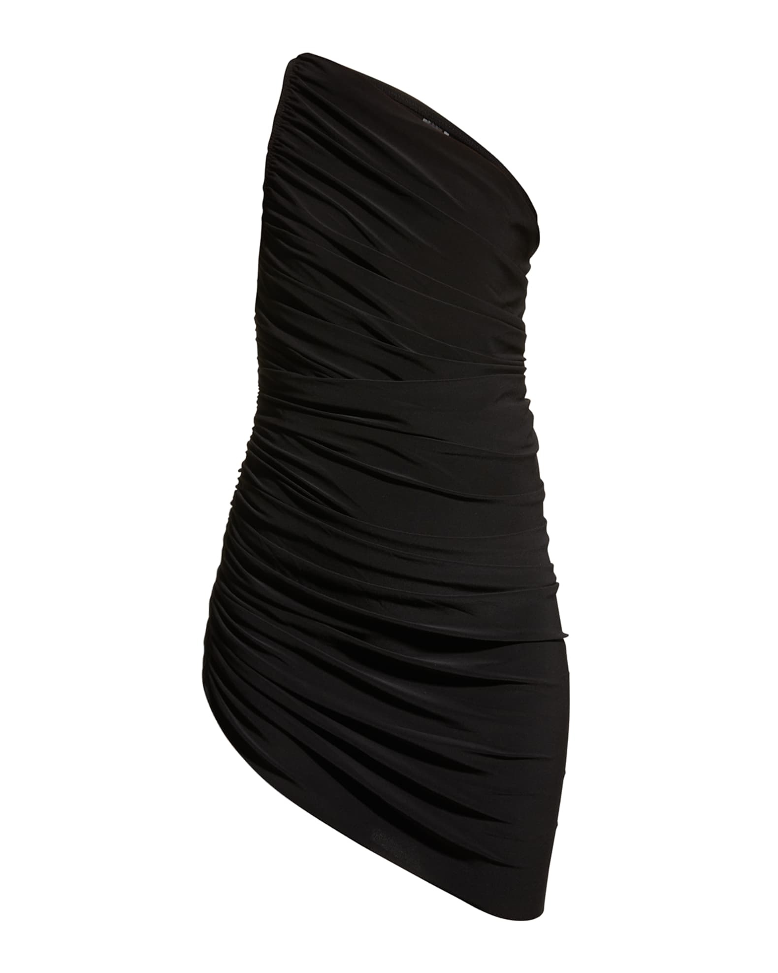 Norma Kamali Diana One-Shoulder Ruched Mini Dress | Neiman Marcus