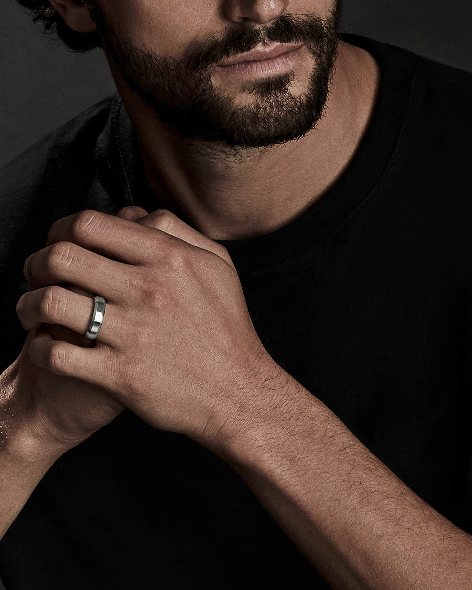 David Yurman Men s Beveled Band Ring in Titanium 6mm Neiman Marcus