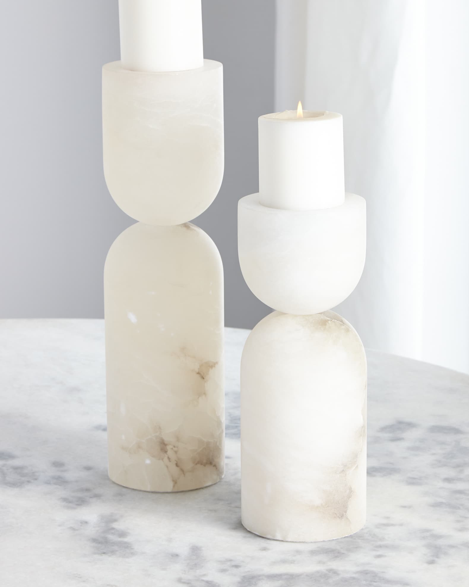 JohnRichard Collection Alabaster Candle Holders, Set of 2 Neiman Marcus