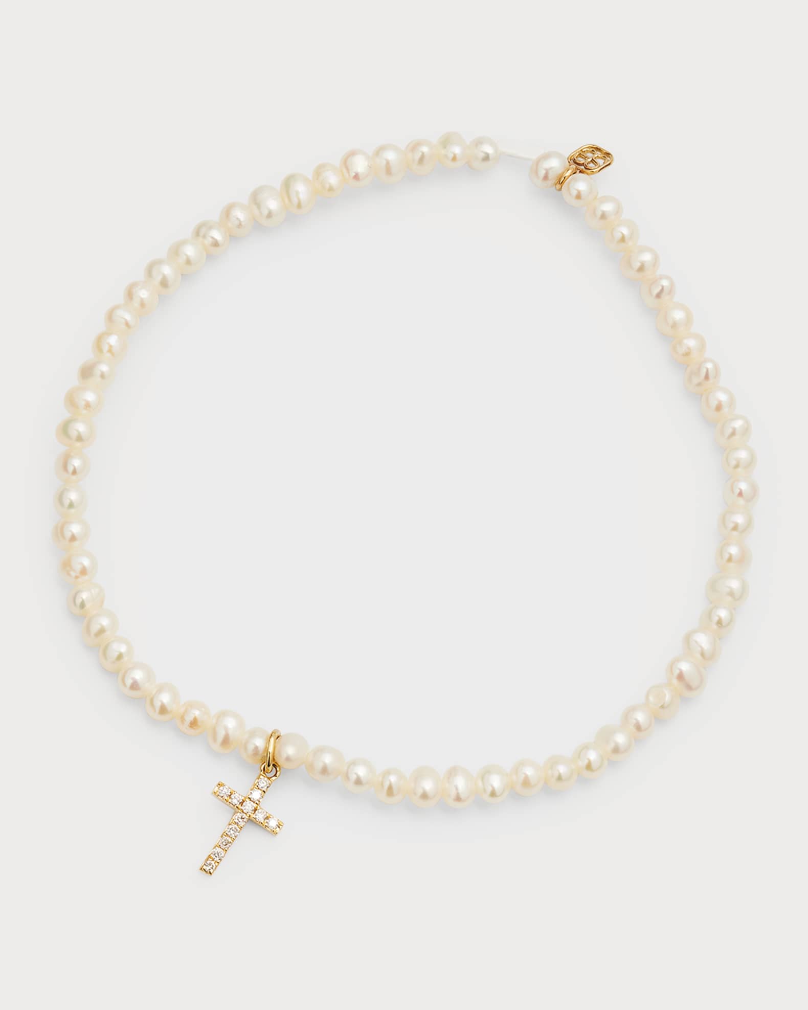 14k Diamond Cross & Pearl Bracelet 0