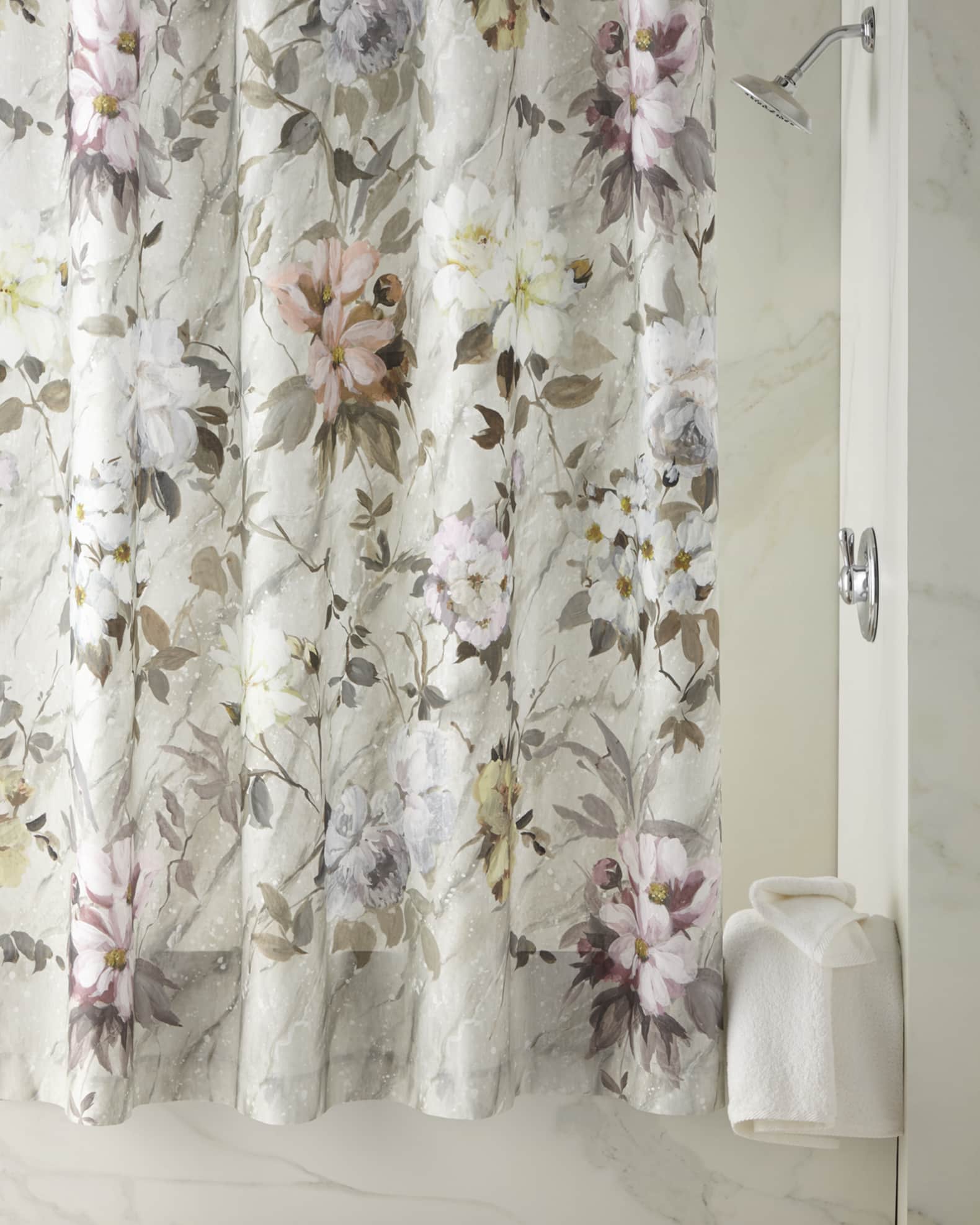 Designers Guild Fresco Fiore Platinum Shower Curtain Neiman Marcus