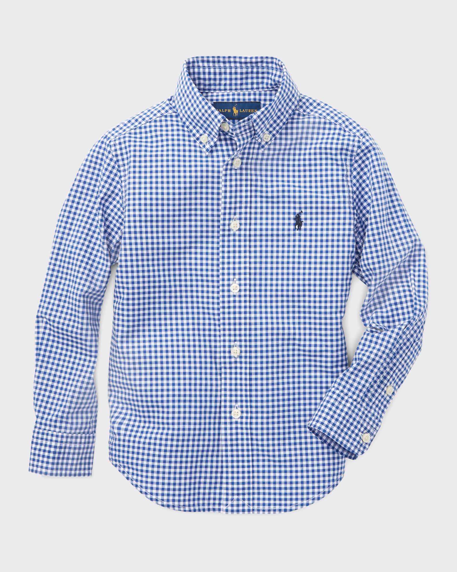 Poplin Woven Gingham Sport Shirt, Size 2-7 0