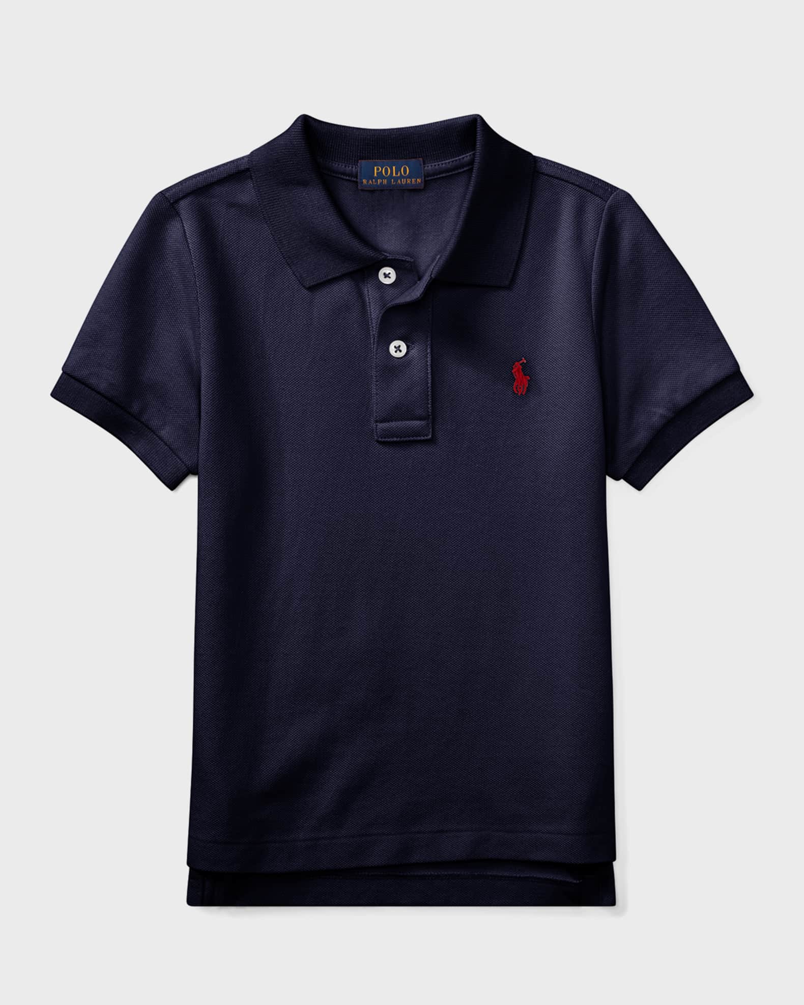 Boy's Short-Sleeve Logo Embroidery Polo Shirt, Size 2-7 0