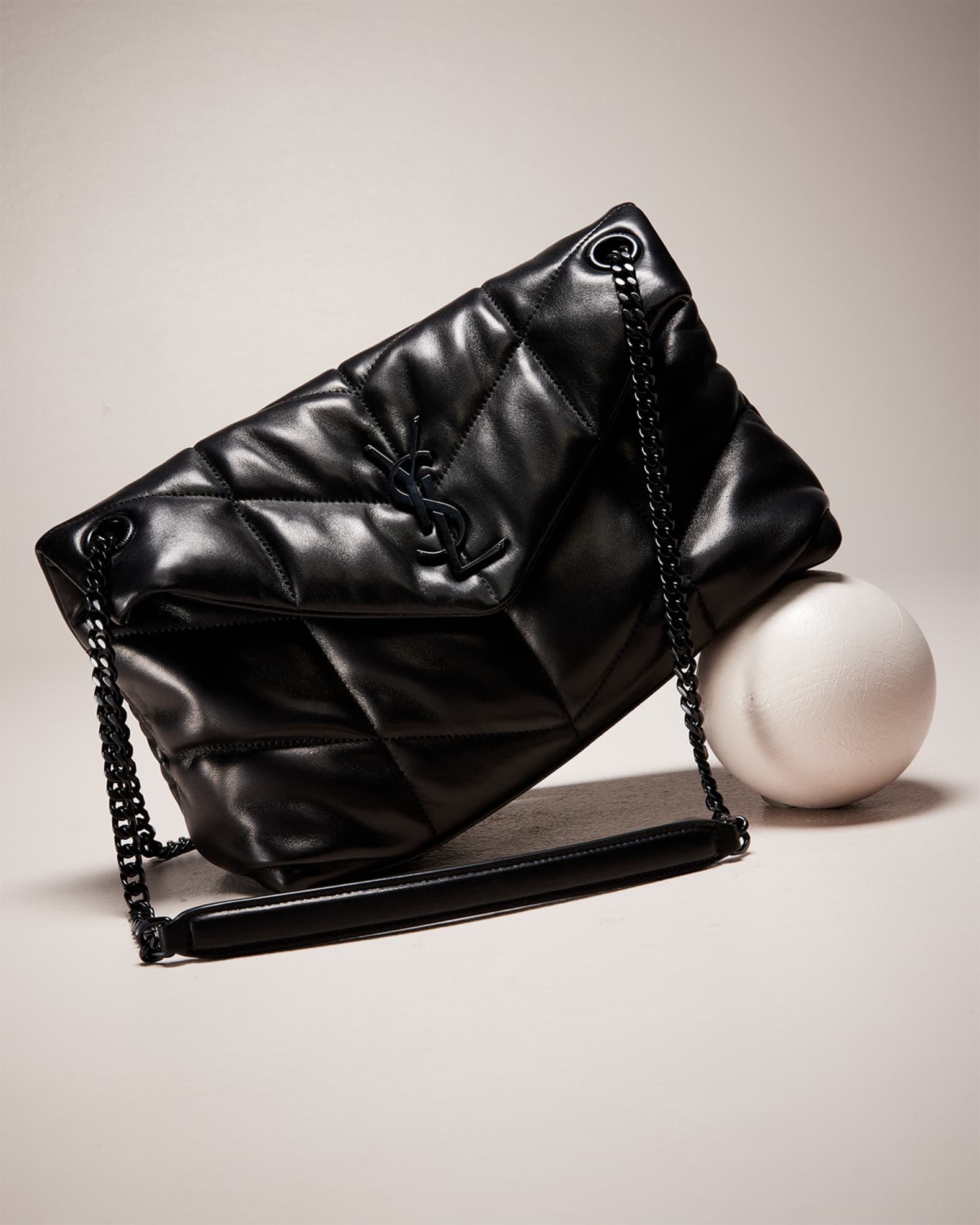 Lou Puffer Small YSL Shoulder Bag in Quilted Leather