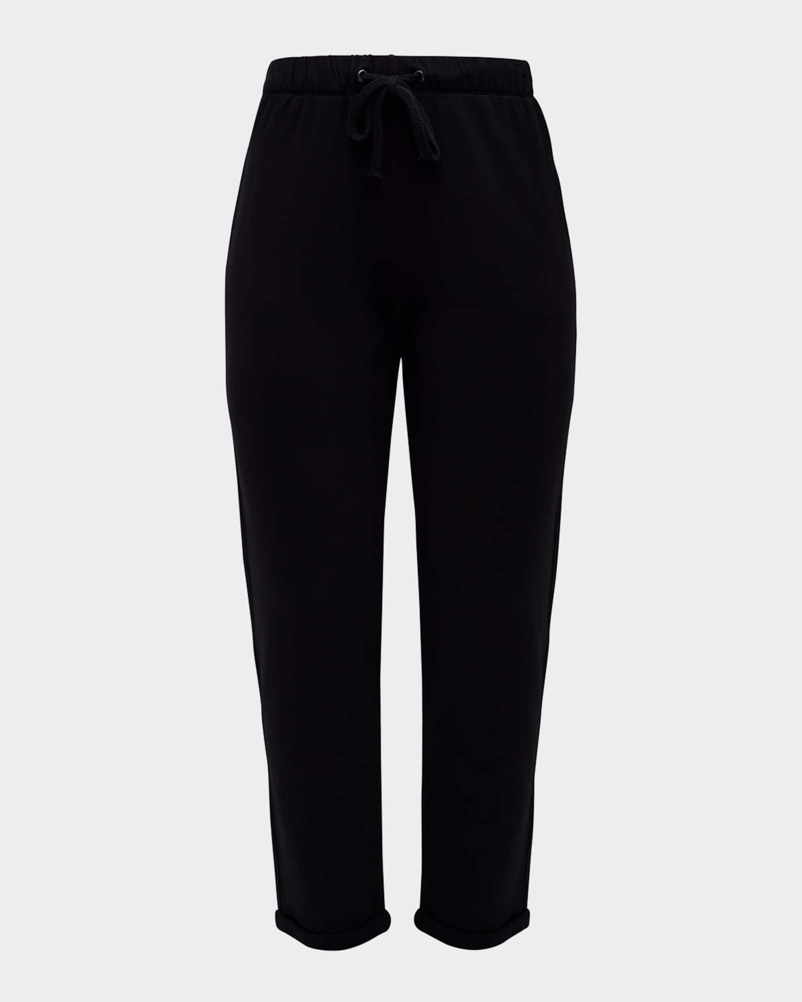 Drawstring French Terry Pants with Rolled Hem 0