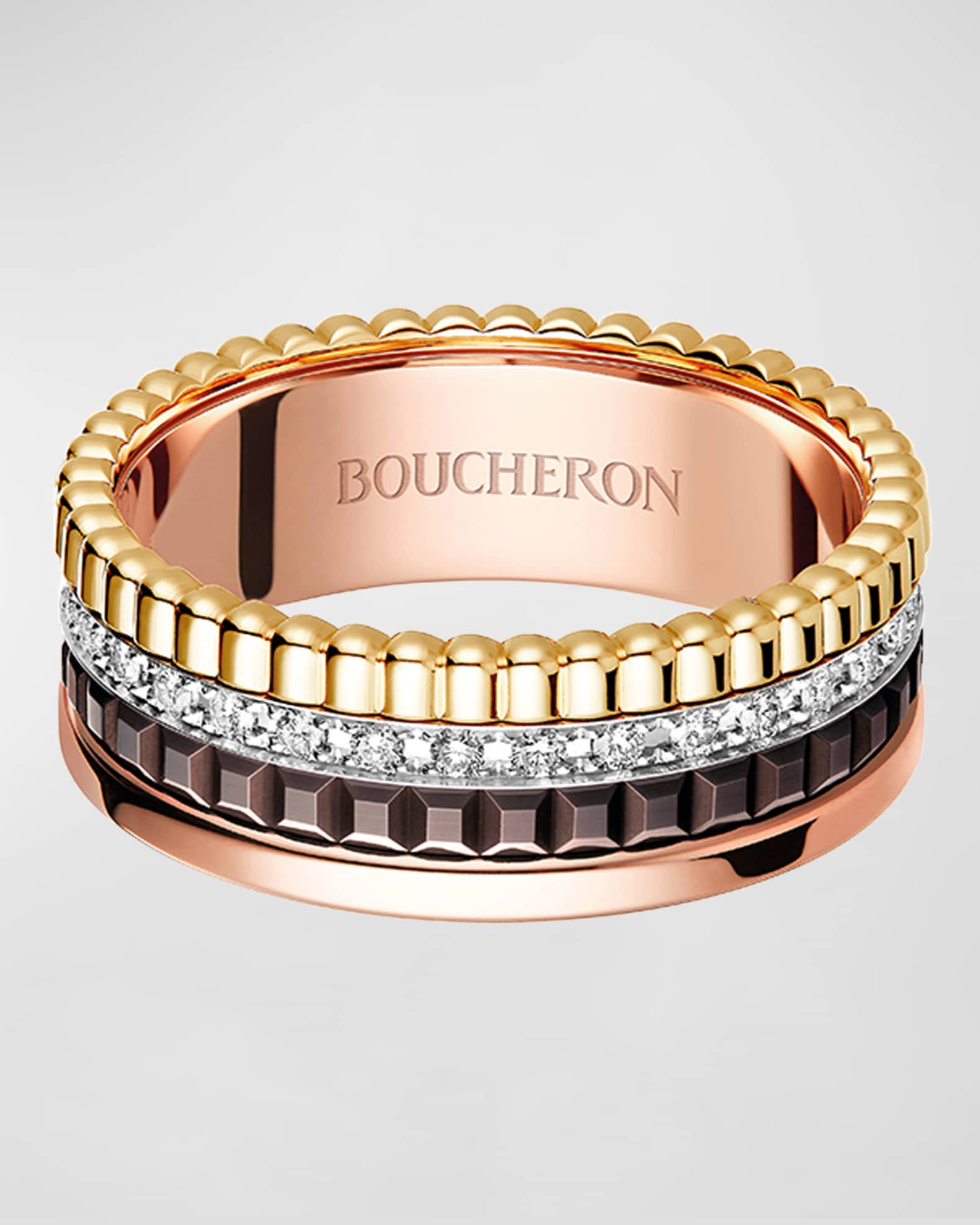 Boucheron Classic Quatre 18k Four-Color Gold Small Diamond Band