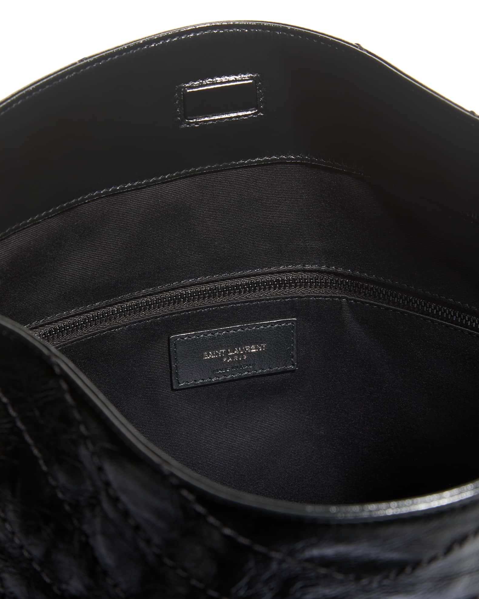 Saint Laurent Niki Large Crinkled Calf Shopper Shoulder Bag, Black ...