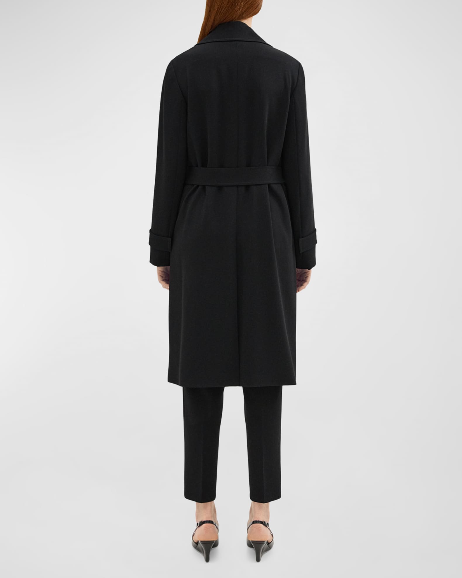 Theory Oaklane Admiral Crepe Trench Coat Black