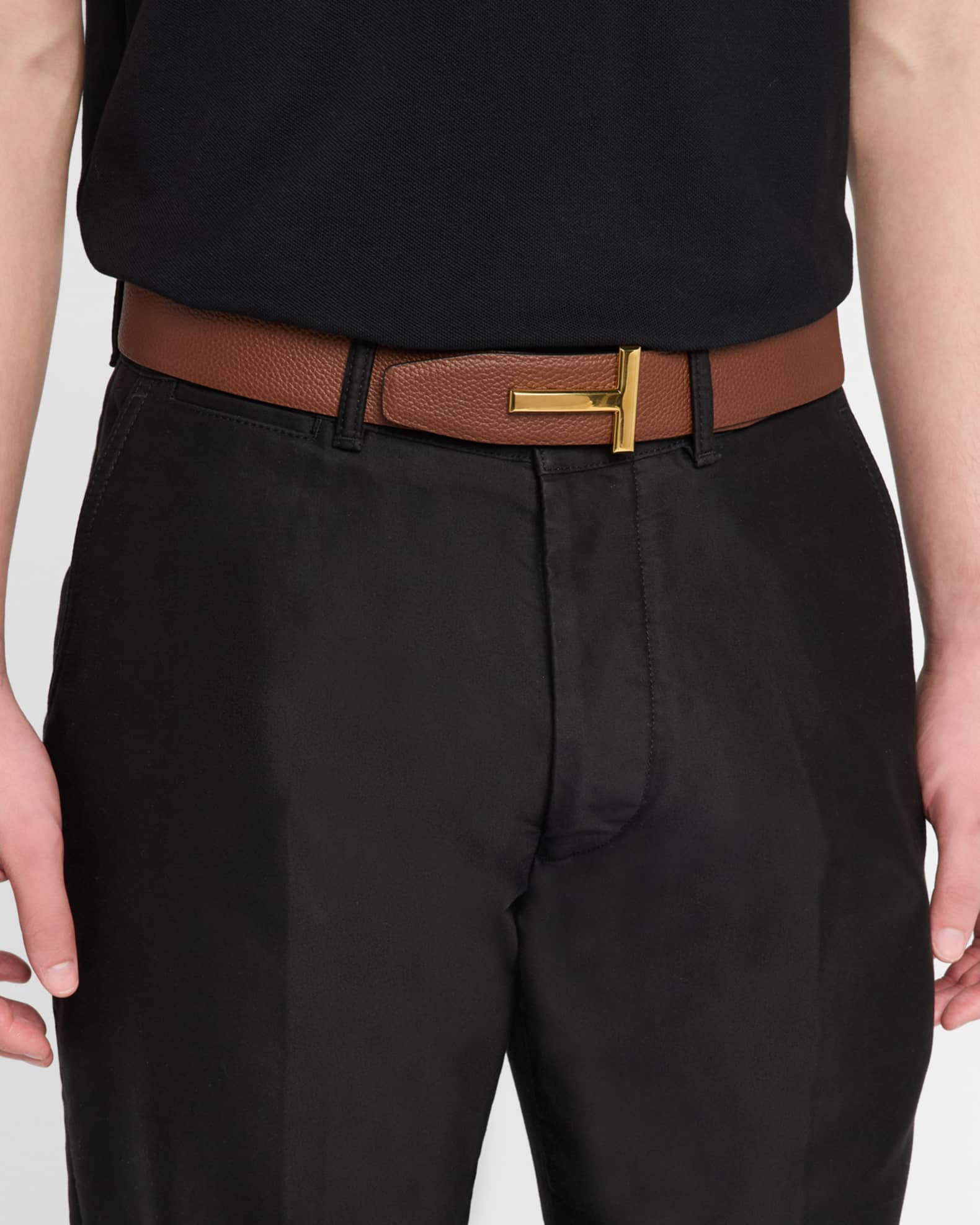 Men's Signature T Leather Belt 1