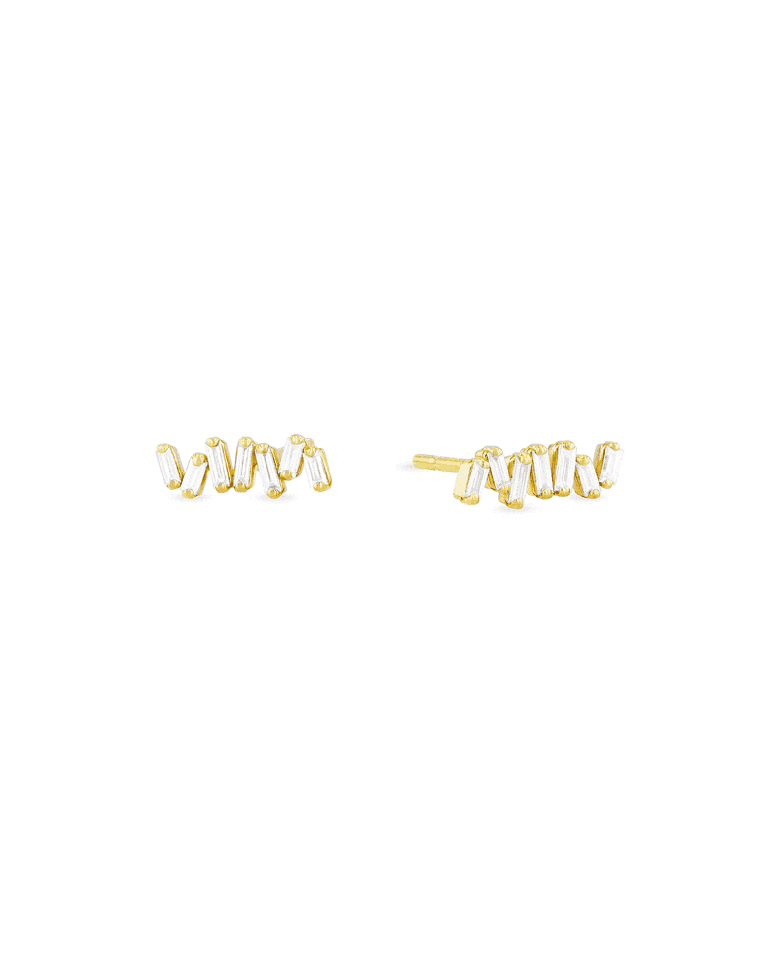 18k White Gold Diamond Baguette Stud Earrings 1