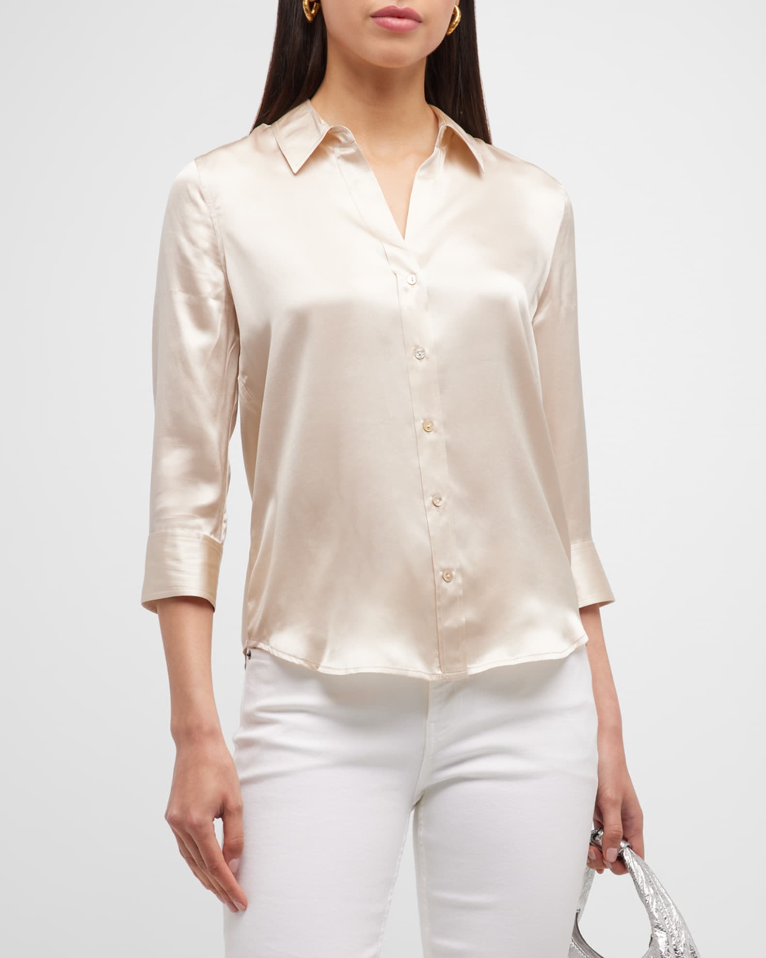 lauren ローレン satin gather sleeve blouse lauren ローレン satin gather sleeve blouse