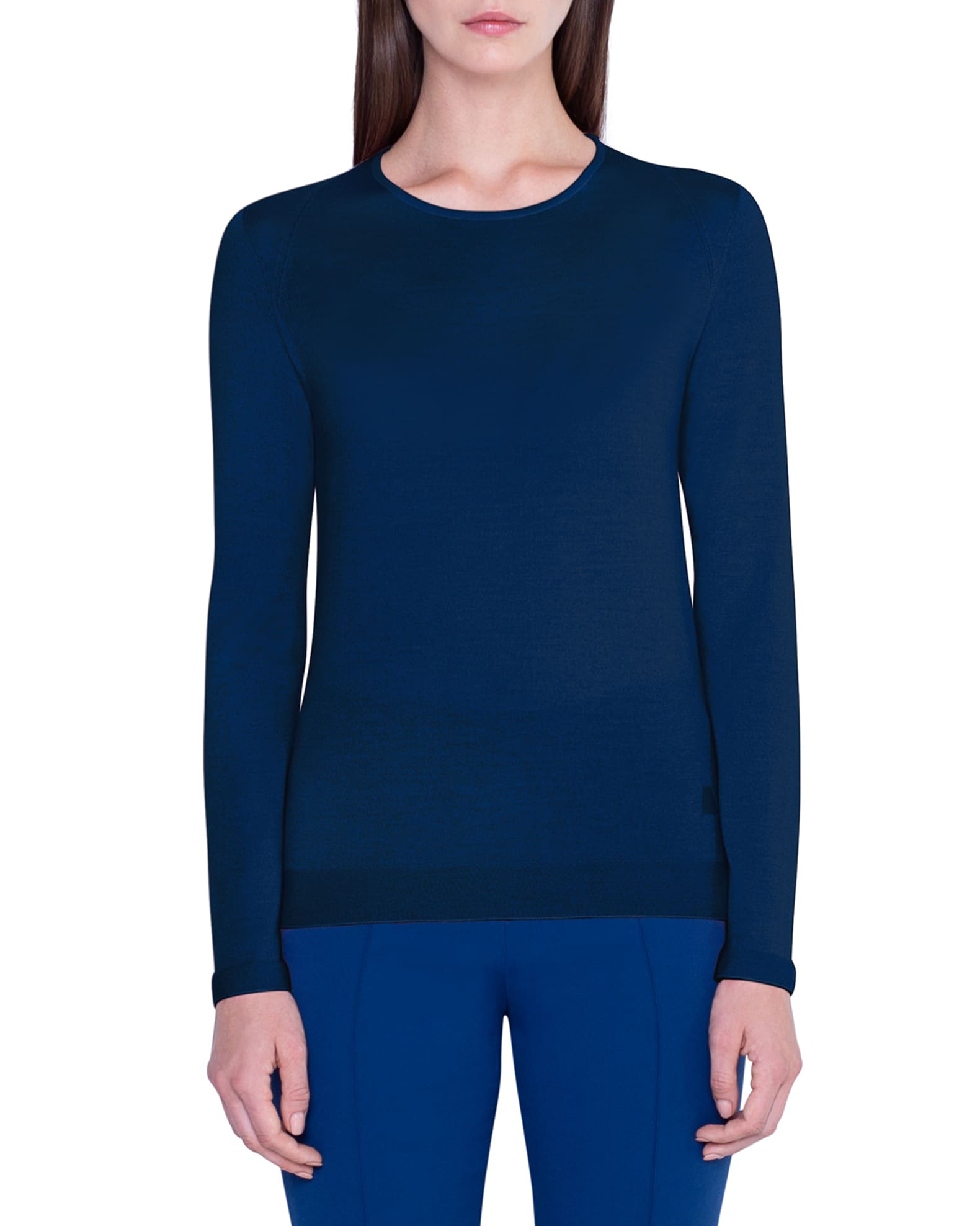 Crewneck Drop-Shoulder Silk-Cashmere Sweater