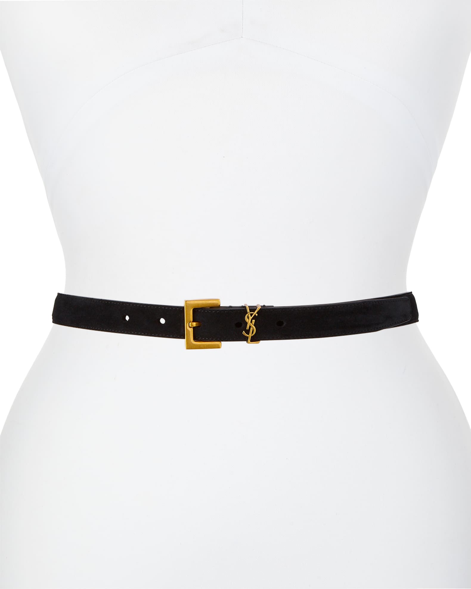 Saint Laurent YSL Monogram Suede Belt